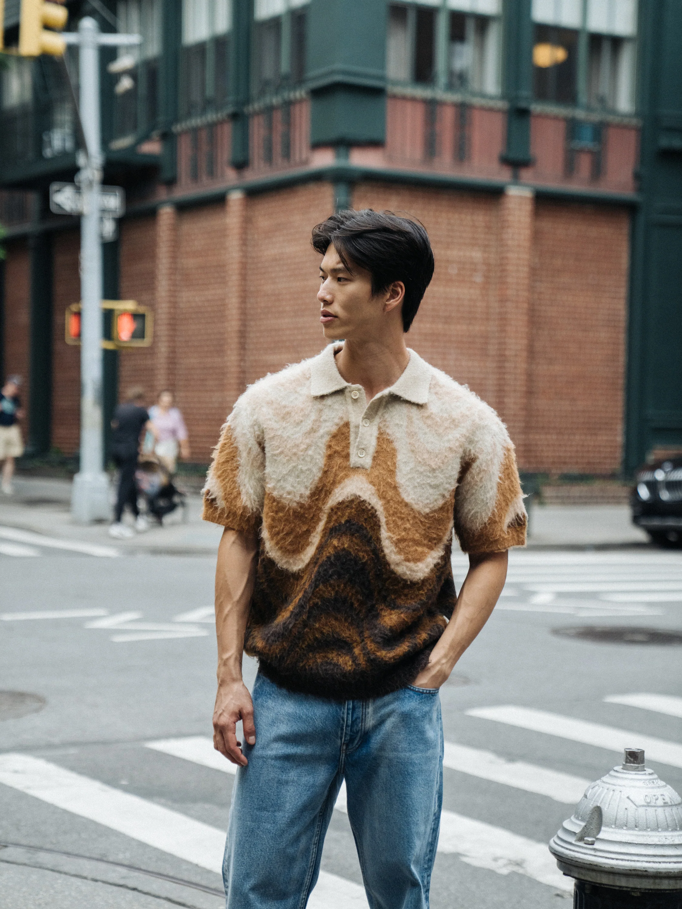 70S HEAVY KNIT FLUFFY POLO - TOFFEE BLEND - Image 2