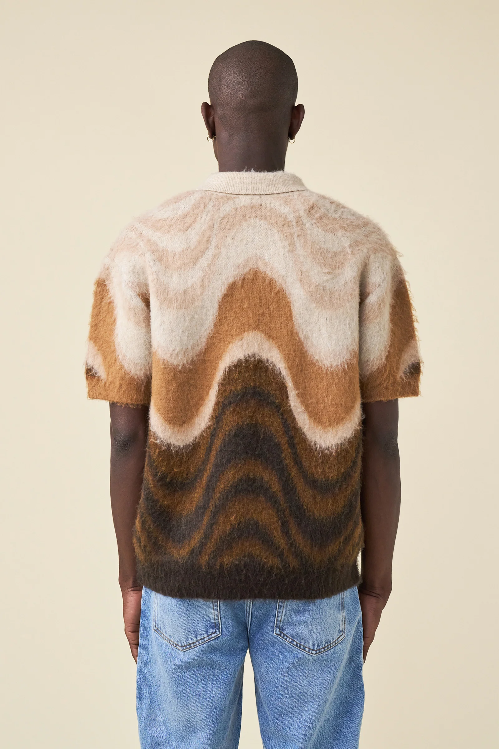 70S HEAVY KNIT FLUFFY POLO - TOFFEE BLEND - Image 3