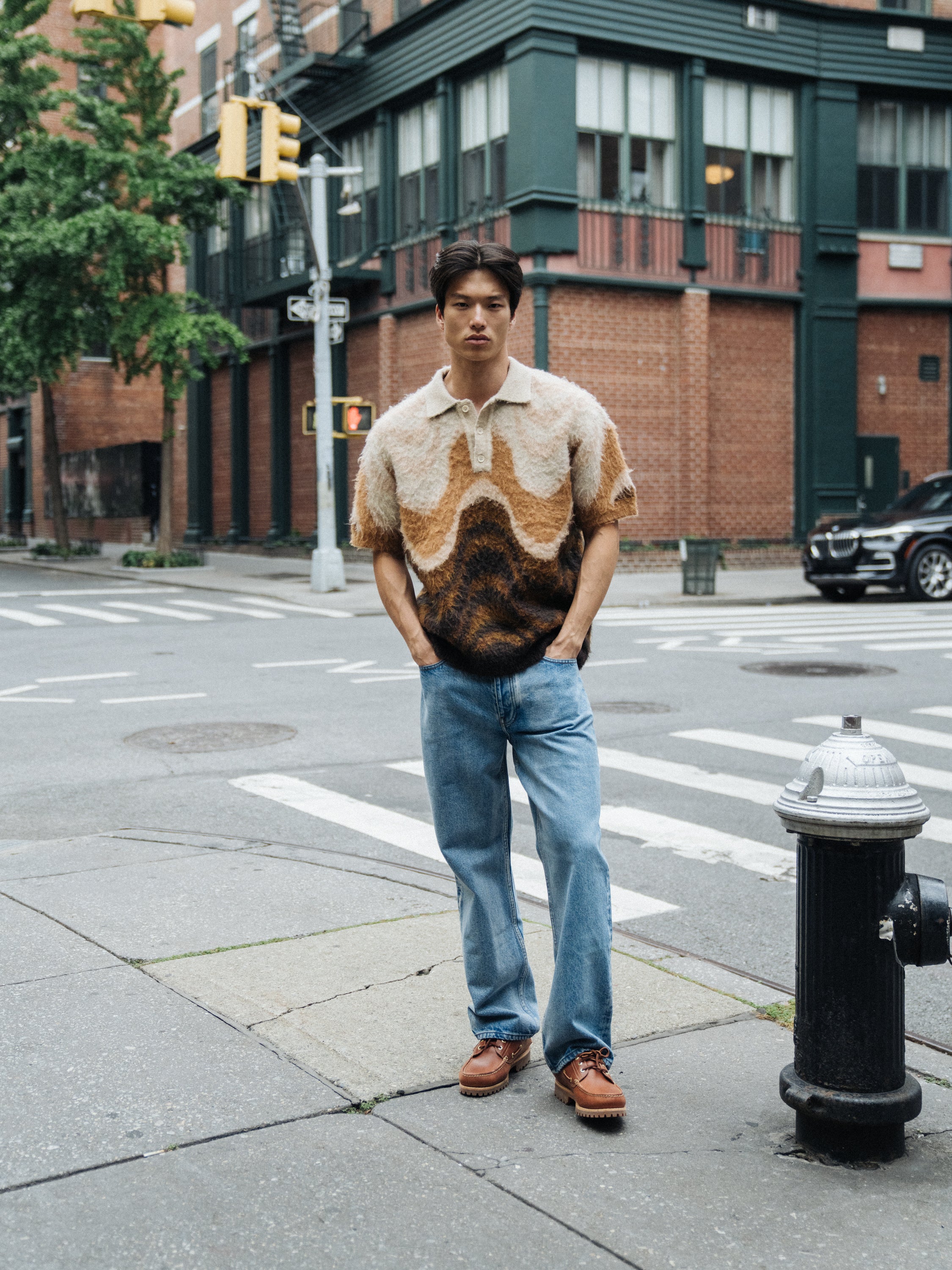 70S HEAVY KNIT FLUFFY POLO - TOFFEE BLEND - Image 6
