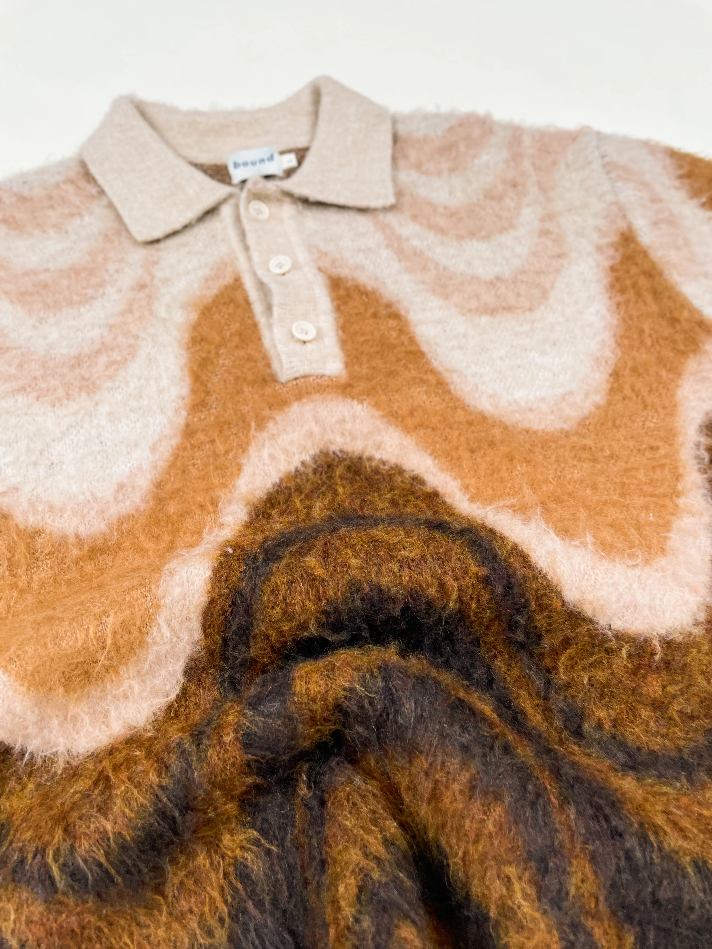 70S HEAVY KNIT FLUFFY POLO - TOFFEE BLEND - Image 8