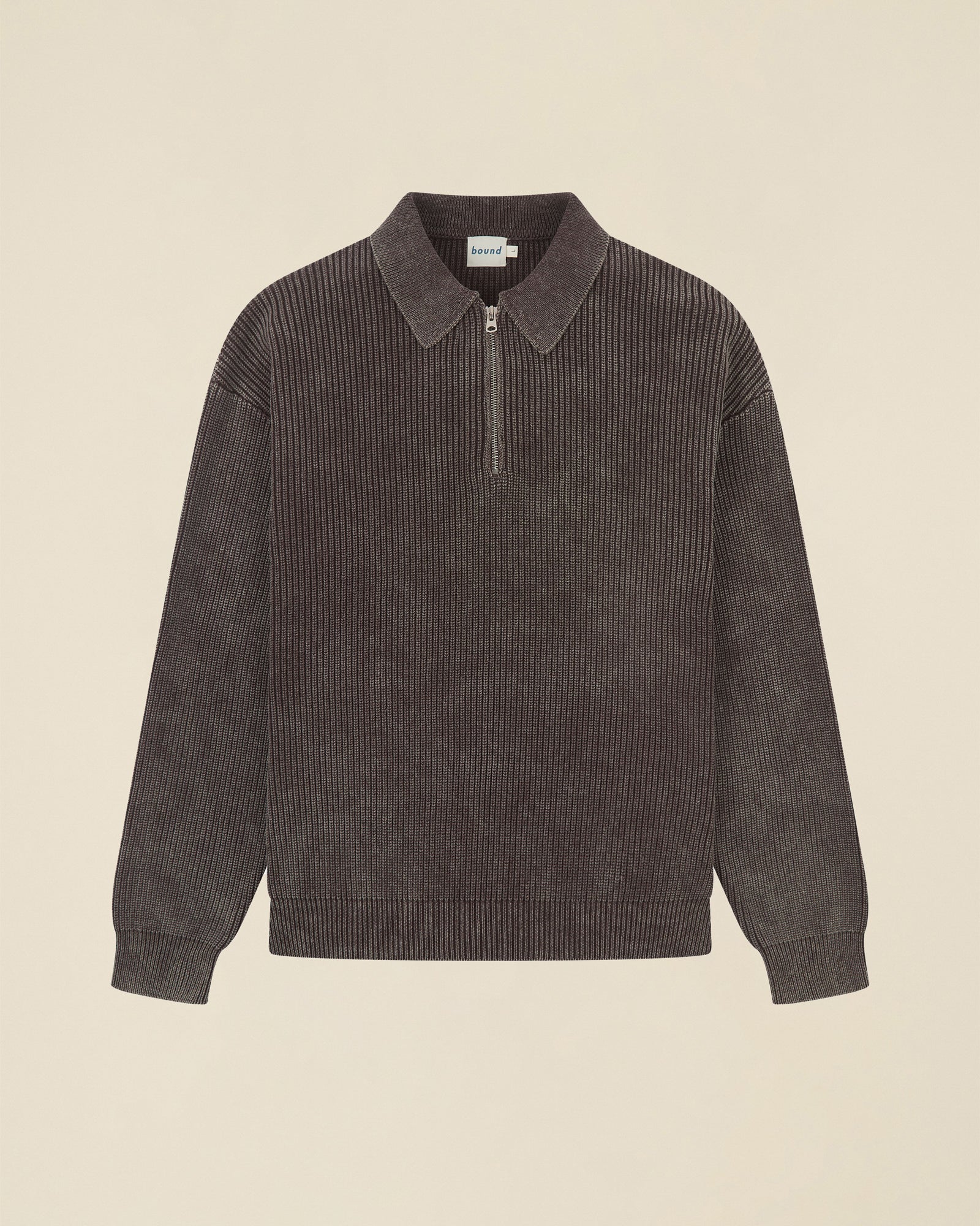 ACID WASH HALF ZIP PULLOVER - BROWN - Image 10