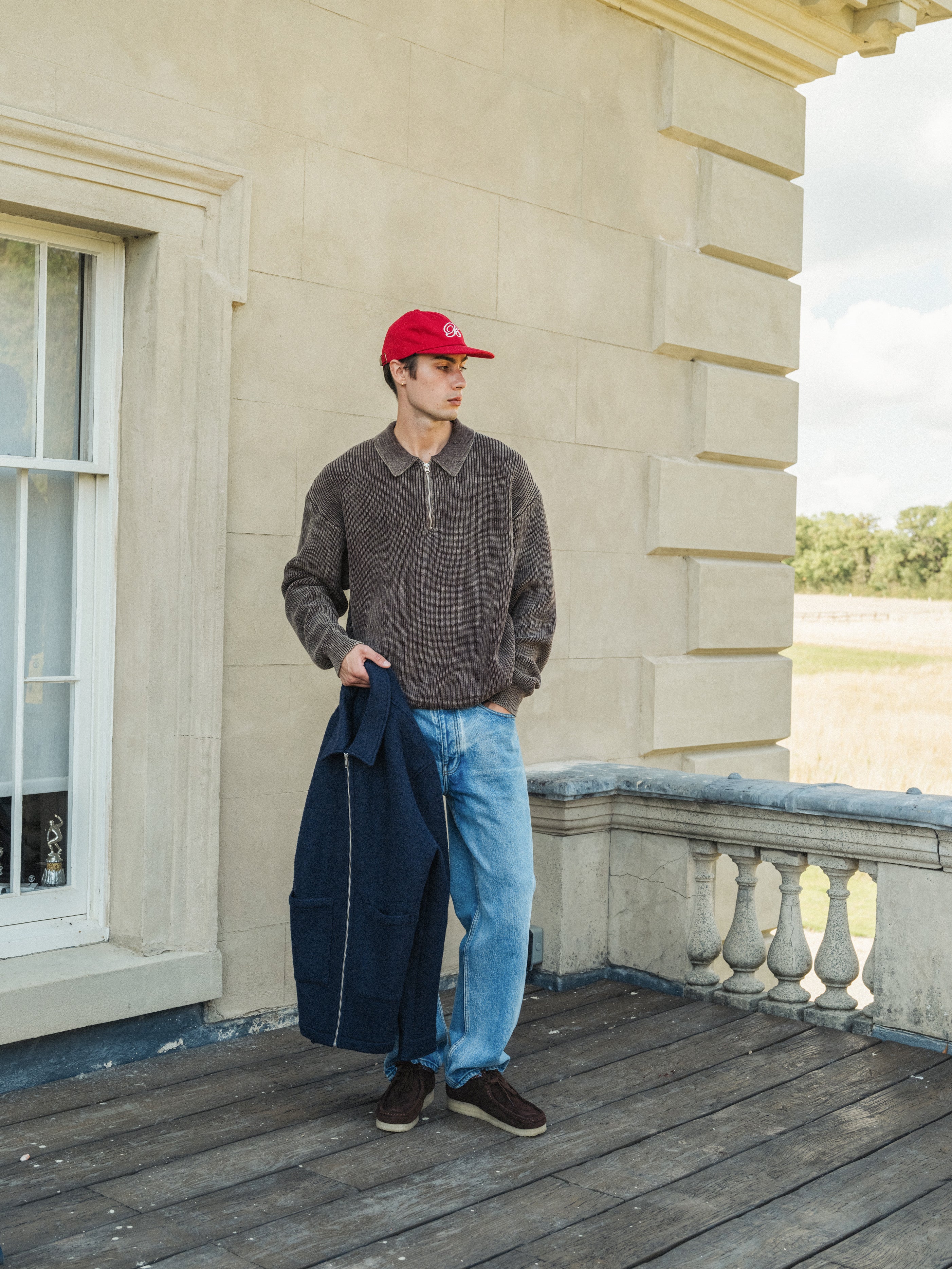 ACID WASH HALF ZIP PULLOVER - BROWN - Image 5