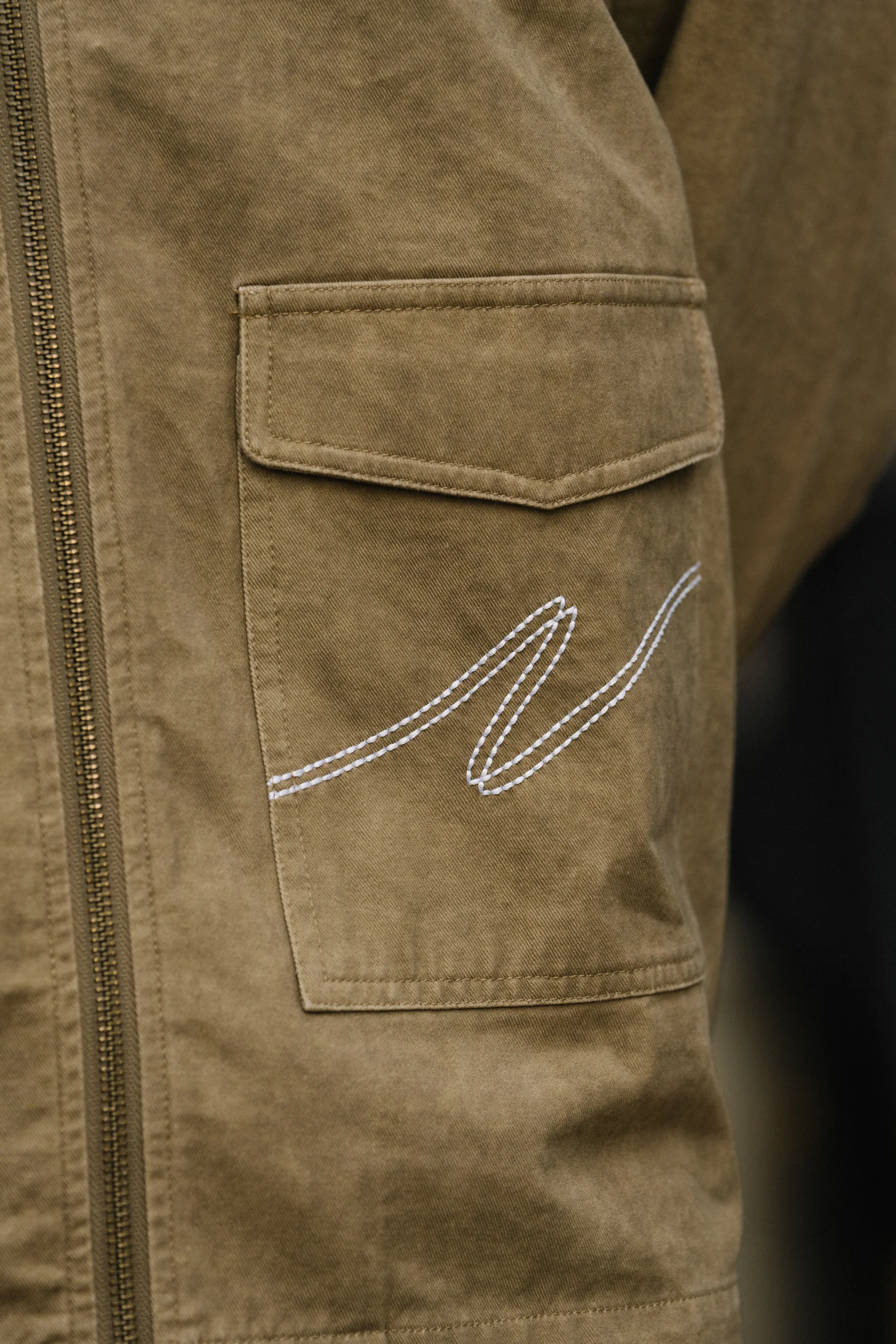 ACID WASH WORKWEAR ZIP UP OVERSHIRT - BROWN - Image 10