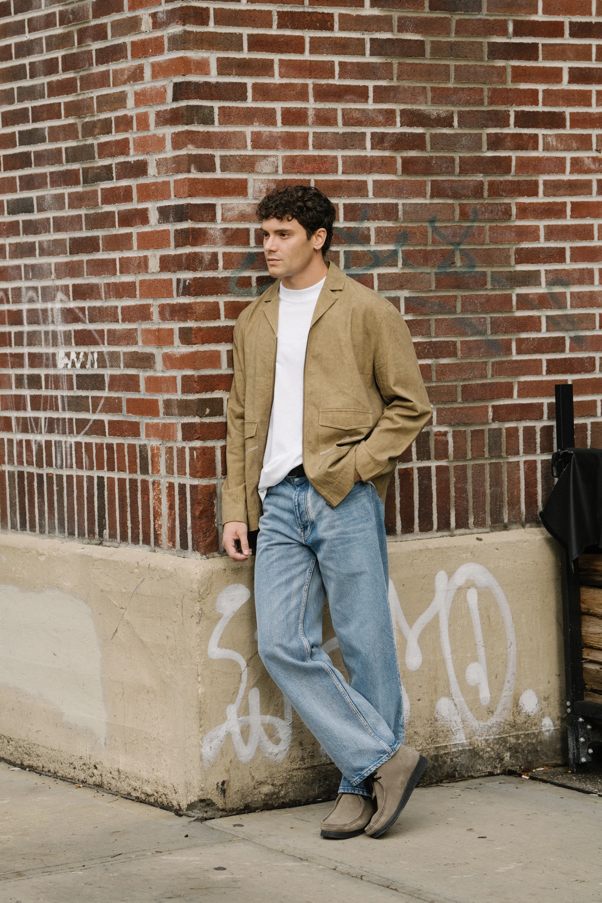 ACID WASH WORKWEAR ZIP UP OVERSHIRT - BROWN - Image 9