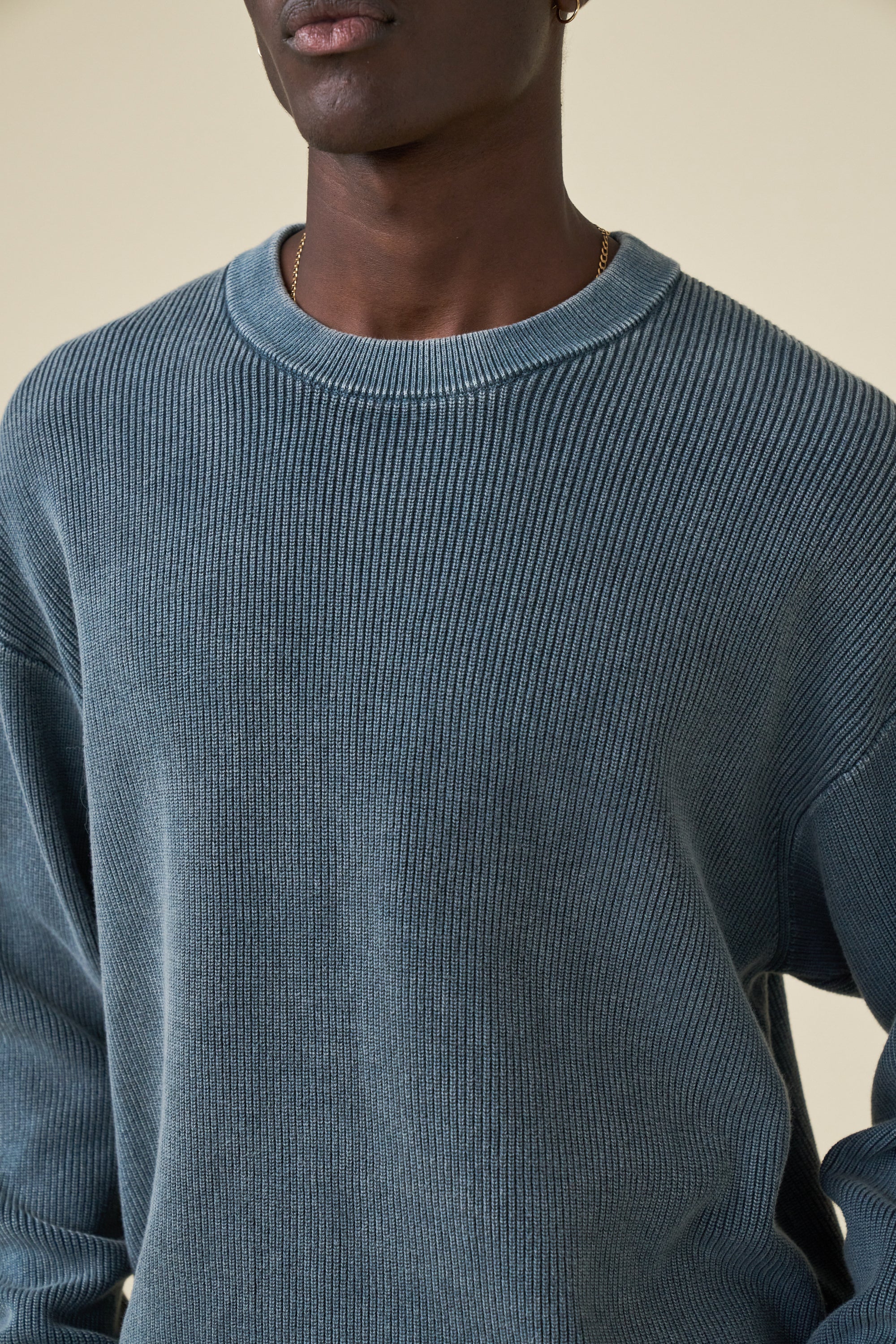 ACID WASHED CREWNECK SWEATER - AGAVE - Image 5