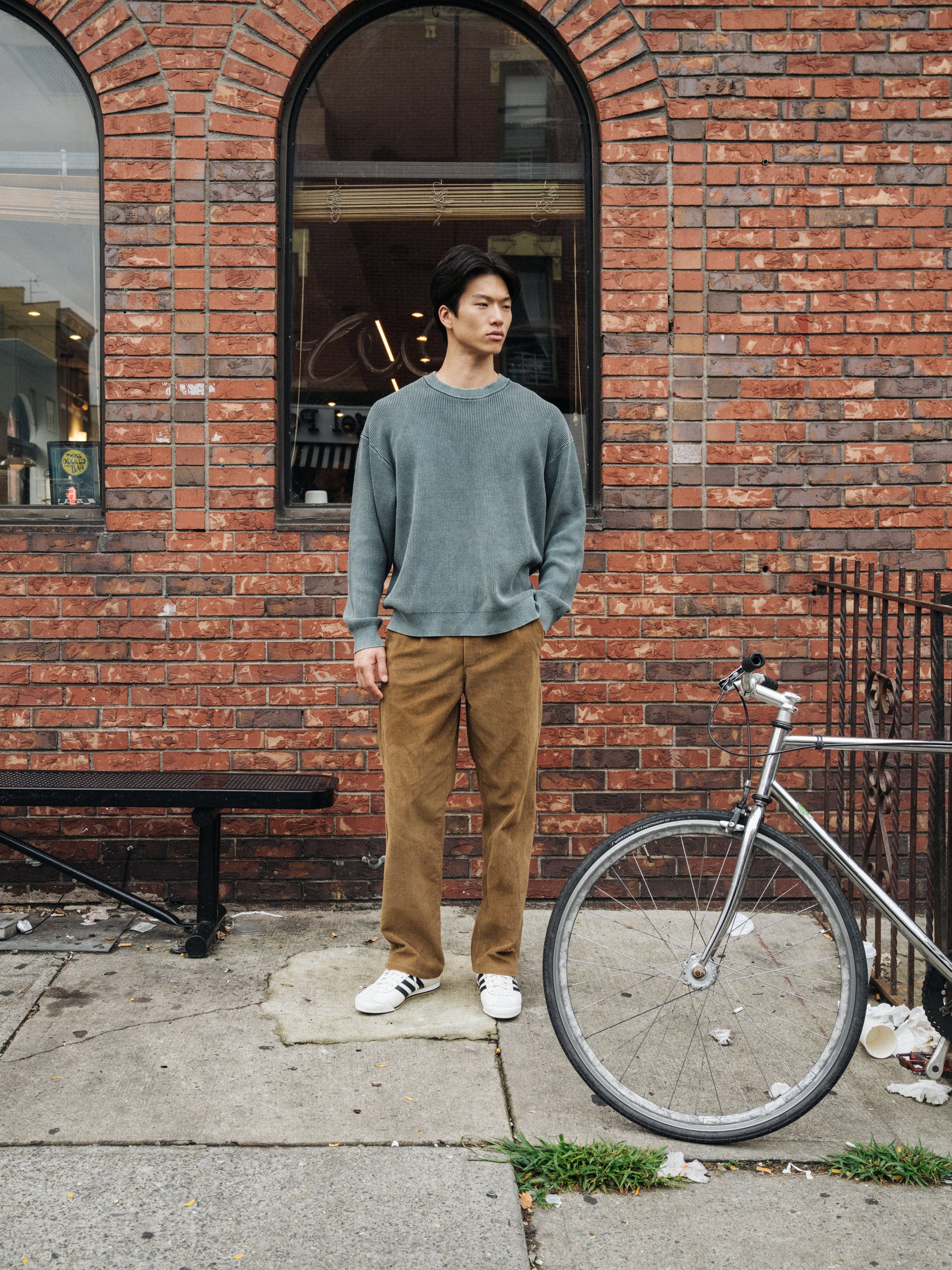 ACID WASHED CREWNECK SWEATER - AGAVE - Image 7