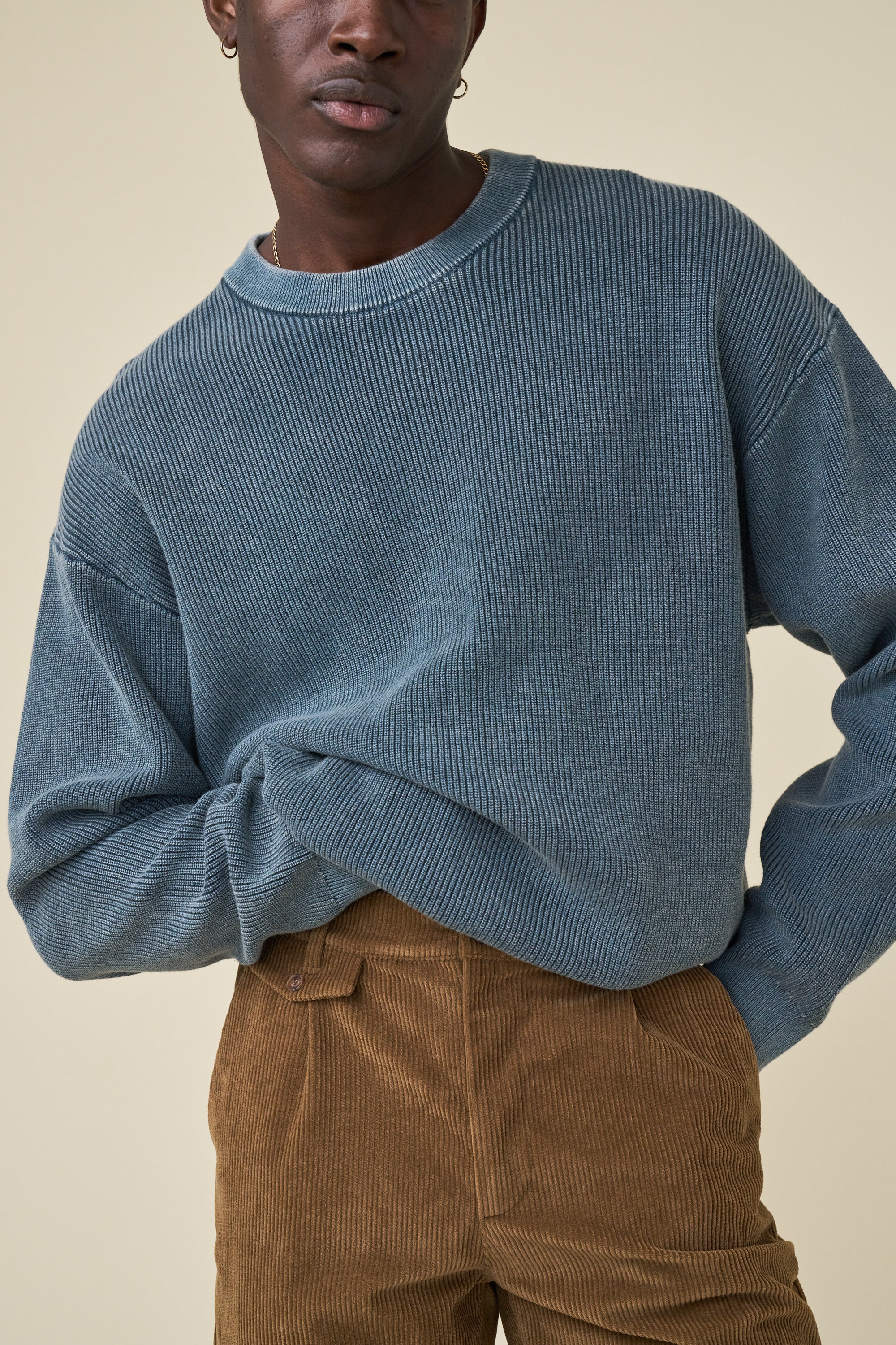ACID WASHED CREWNECK SWEATER - AGAVE - Image 8
