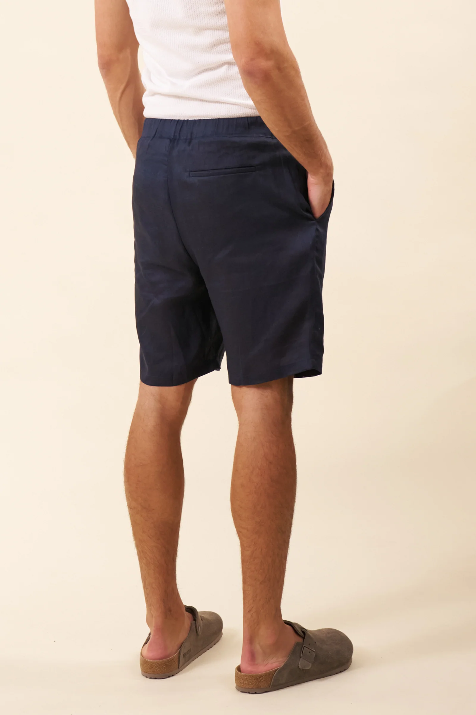 ALFAMA LINEN SHORTS - NAVY - Image 4