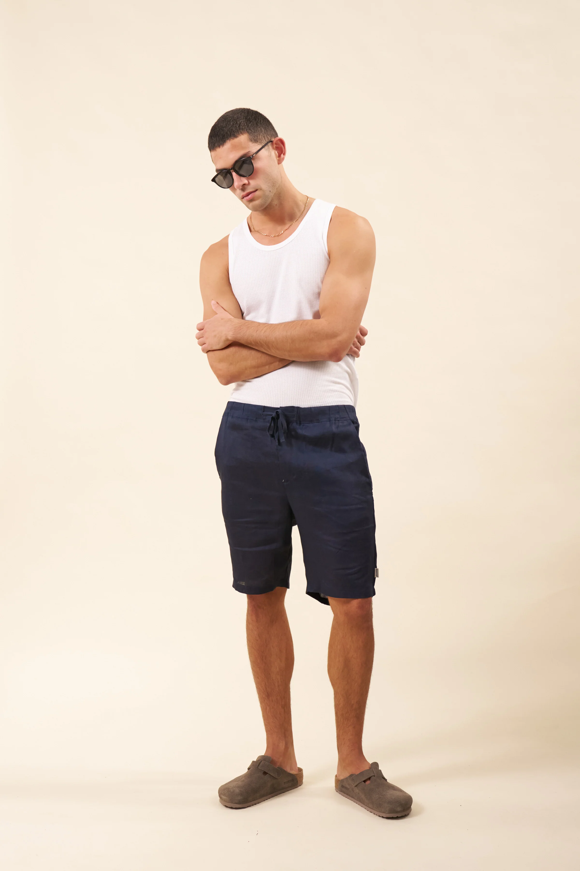 ALFAMA LINEN SHORTS - NAVY - Image 8