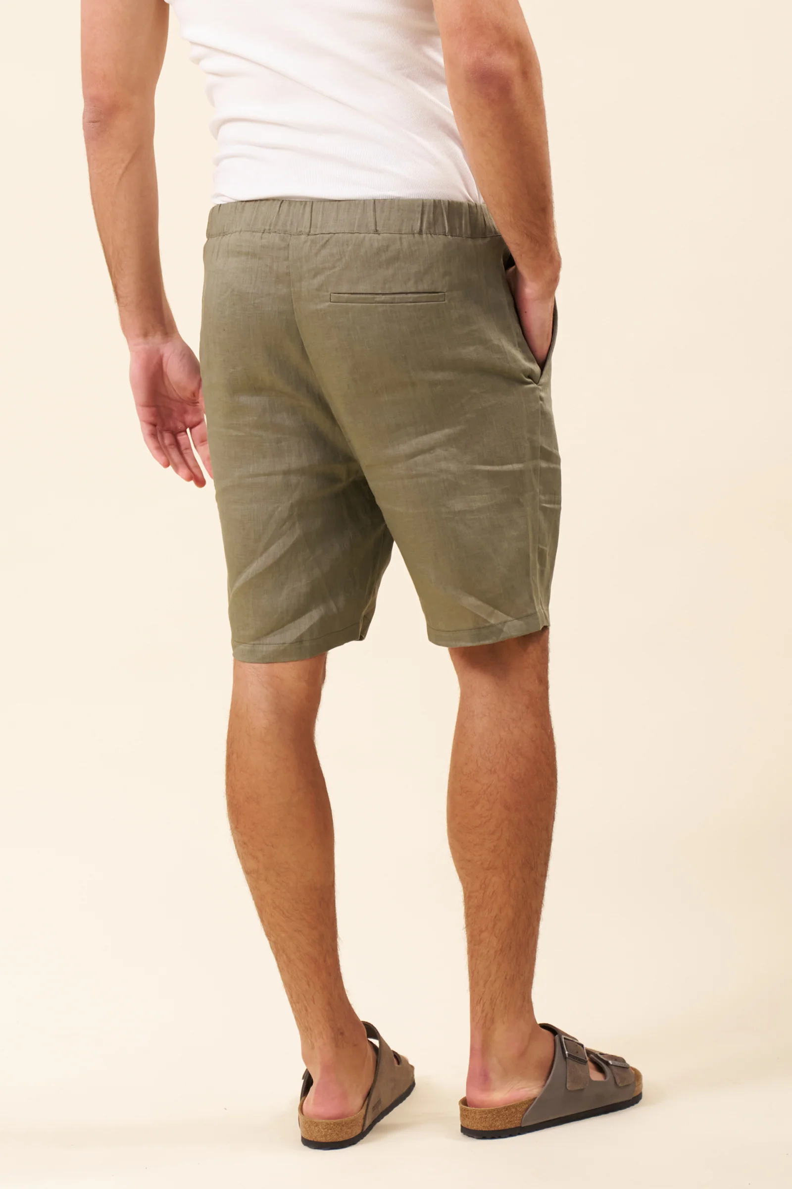 ALFAMA LINEN SHORTS - OLIVE - Image 5