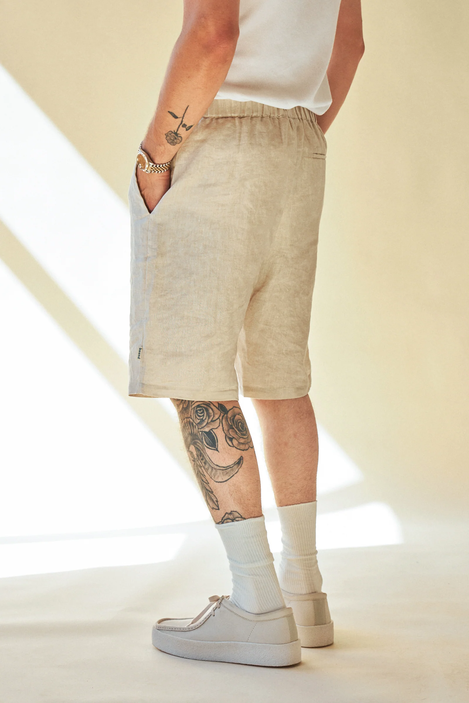 ALFAMA LINEN SHORTS - SAND - Image 3