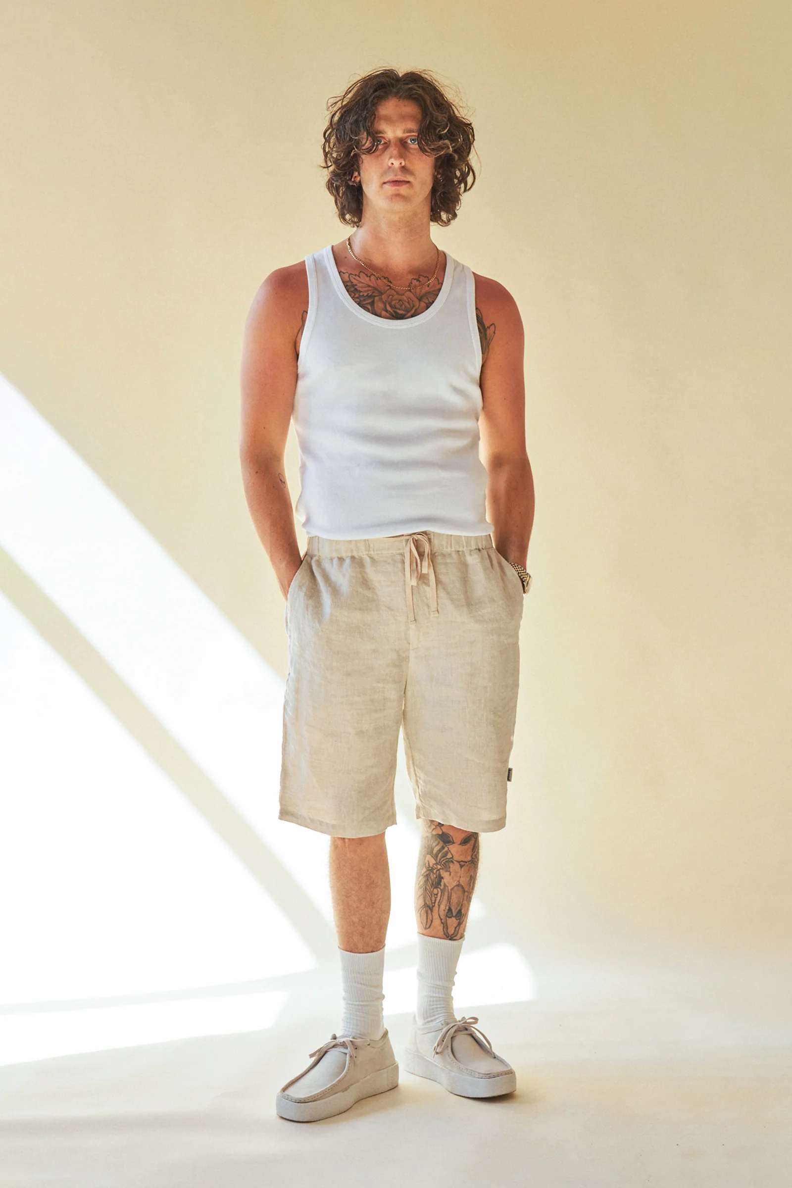 ALFAMA LINEN SHORTS - SAND - Image 5