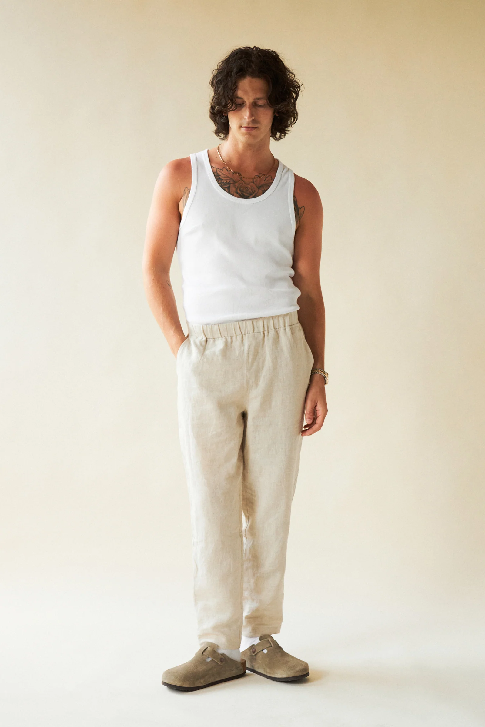 ALFAMA LINEN TROUSERS - SAND - Image 5