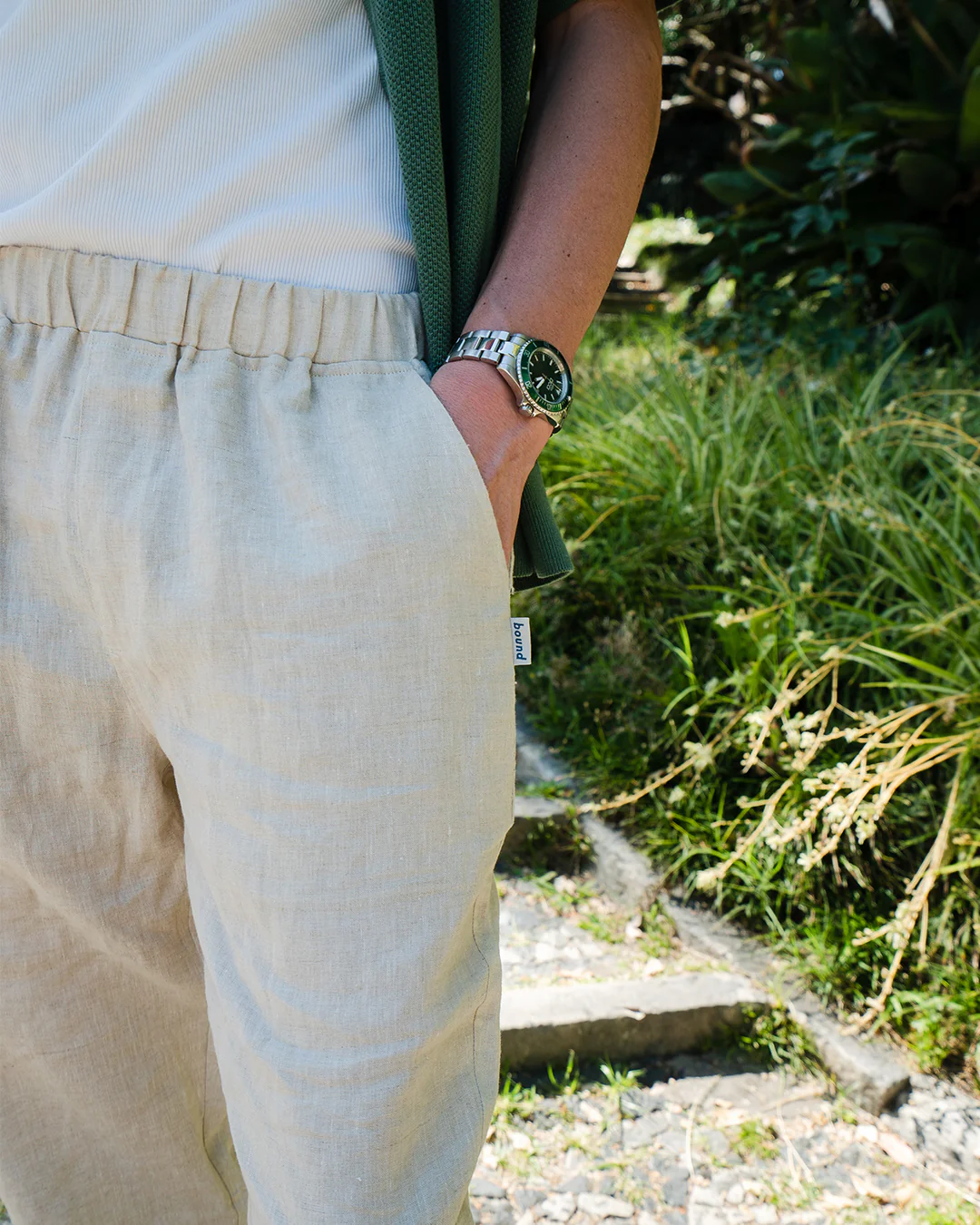 ALFAMA LINEN TROUSERS - SAND - Image 8
