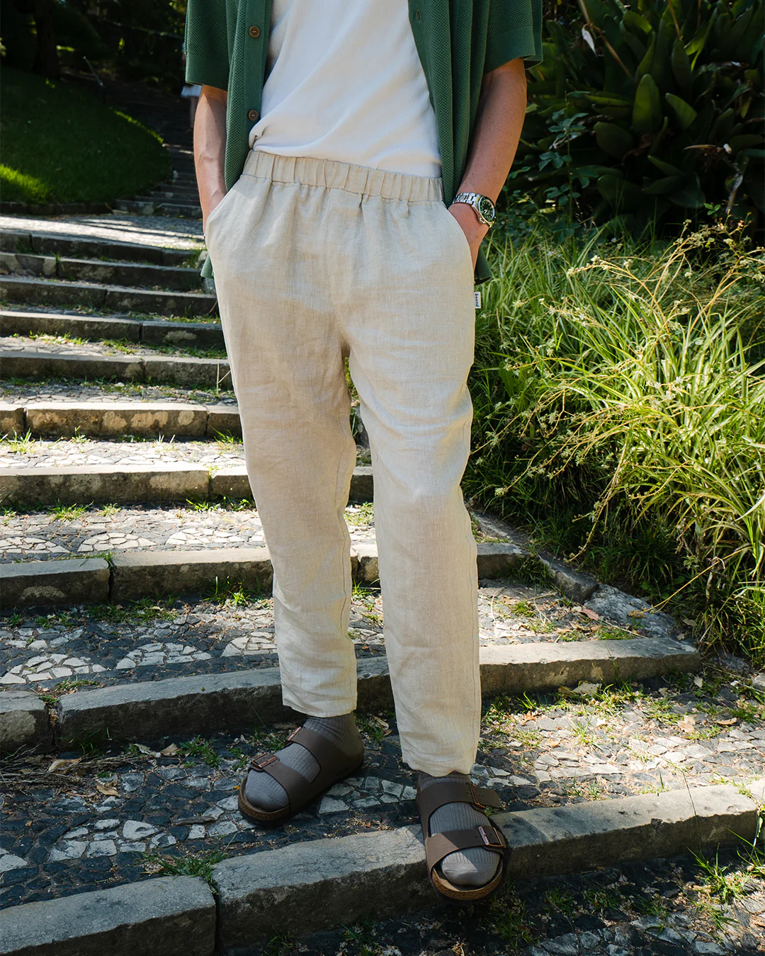 ALFAMA LINEN TROUSERS - SAND - Image 9
