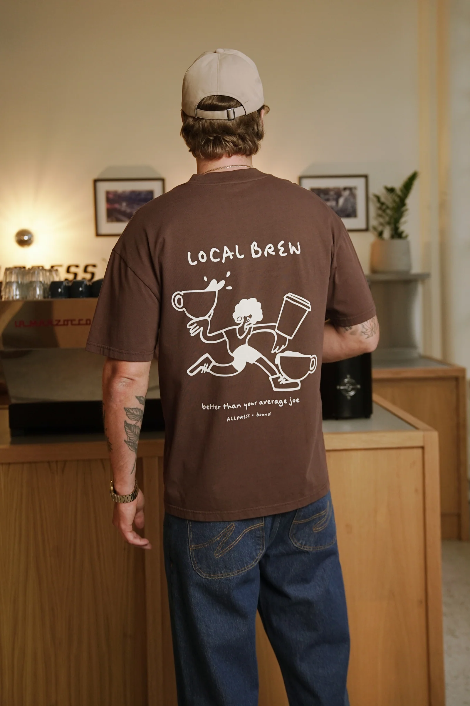ALLPRESS X BOUND 'CUP OF JOE' TEE - ESPRESSO BROWN - Image 3