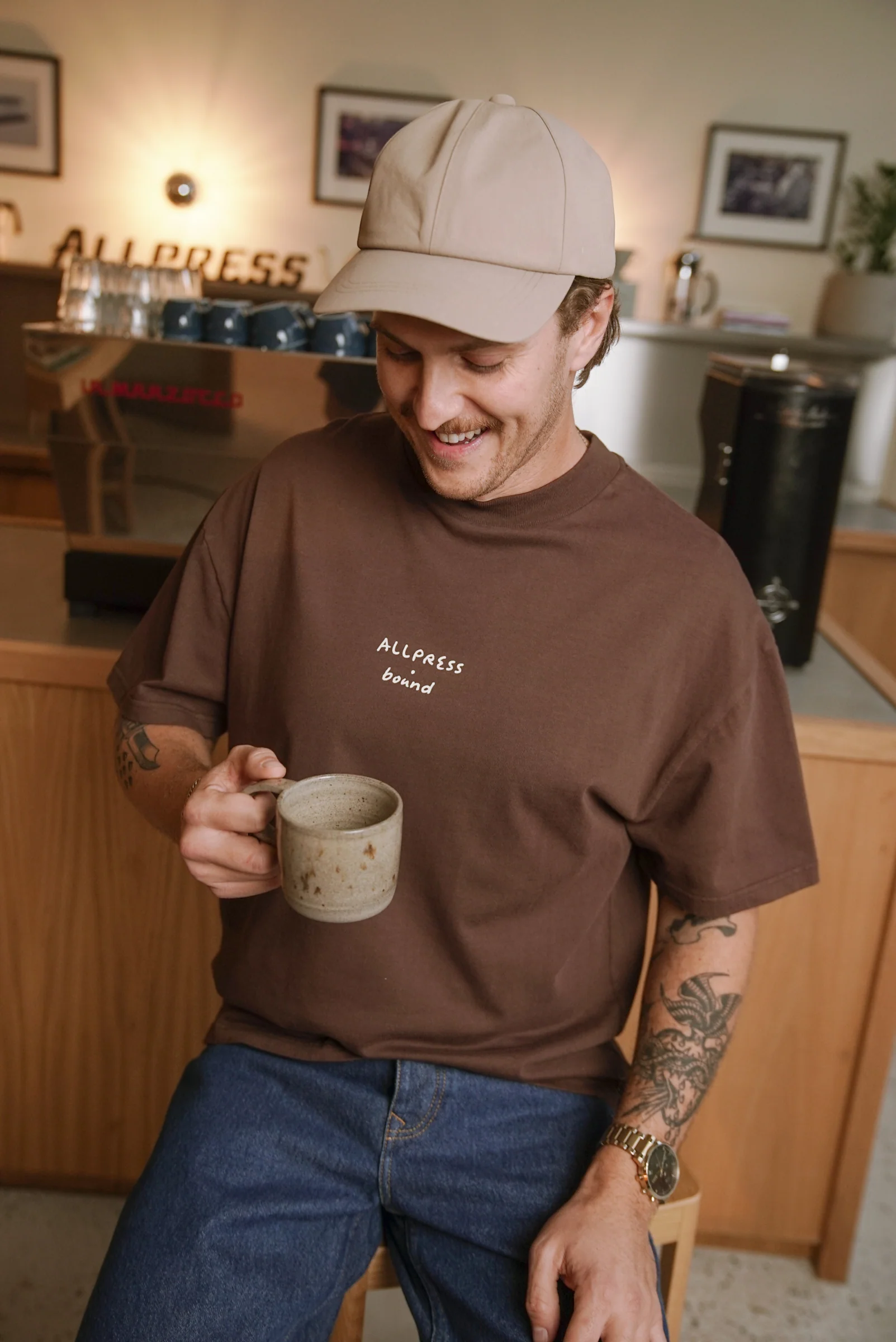 ALLPRESS X BOUND 'CUP OF JOE' TEE - ESPRESSO BROWN - Image 5