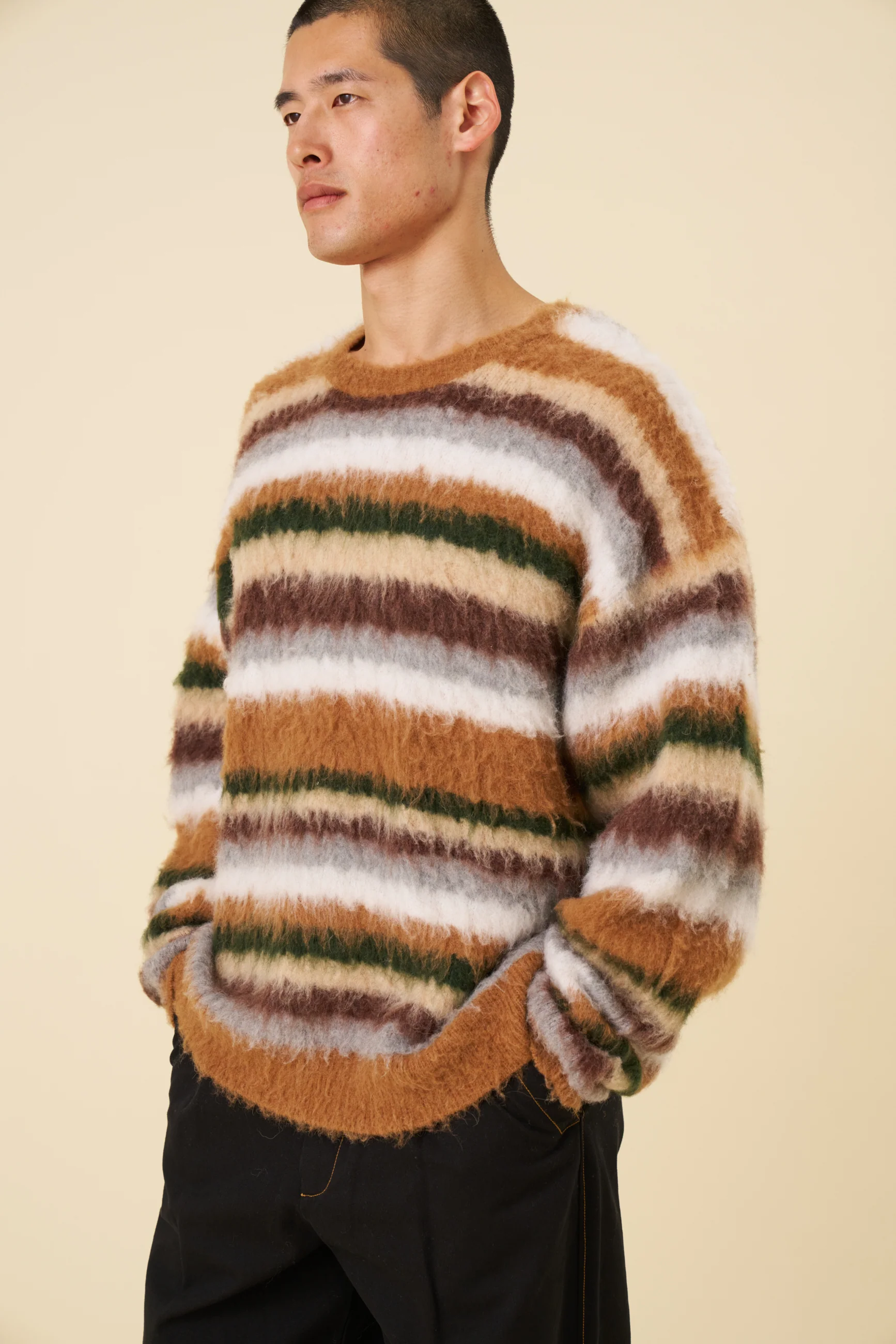 ALPACA BRUSHED STRIPE SWEAT - Image 3