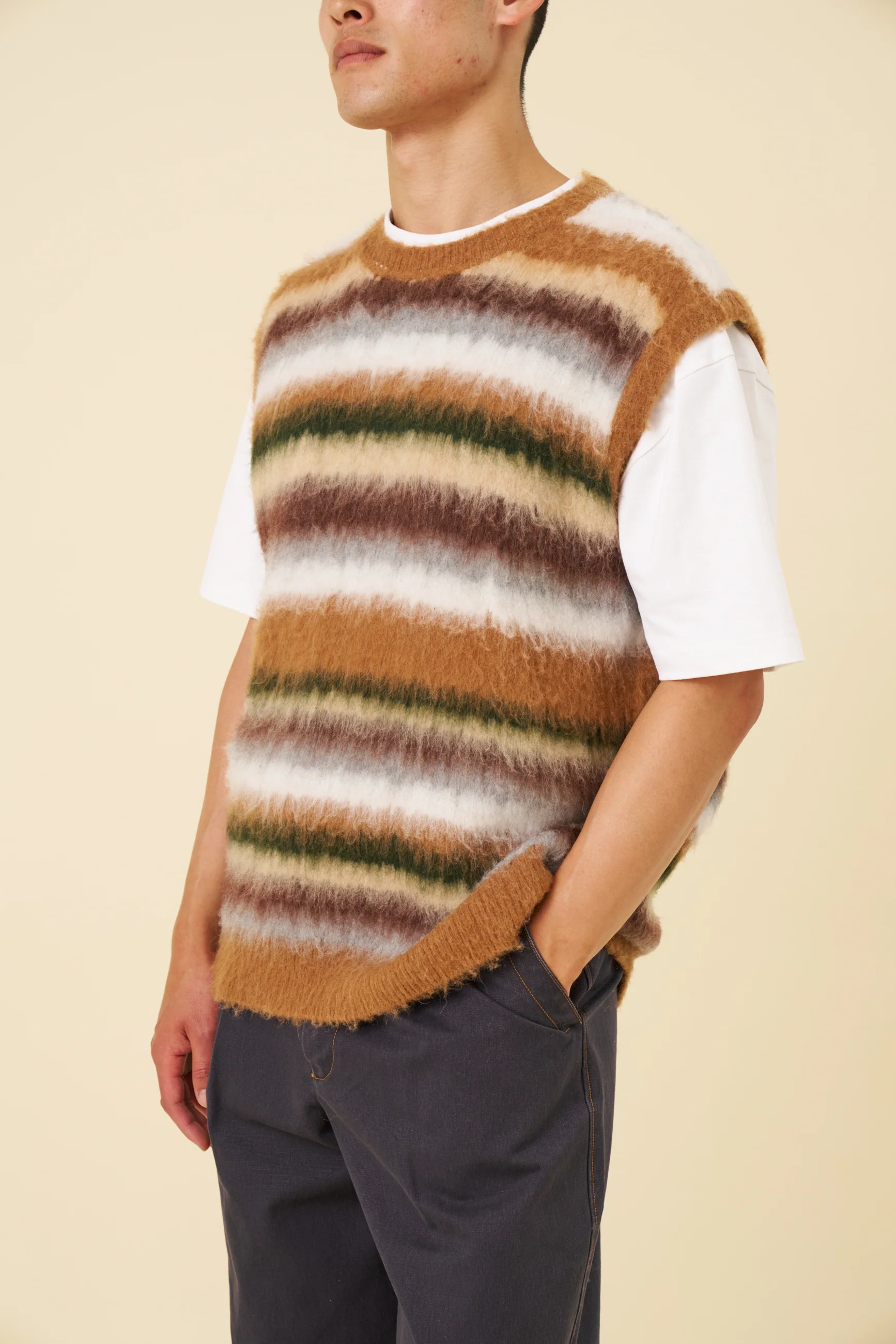 ALPACA BRUSHED STRIPE VEST - Image 6