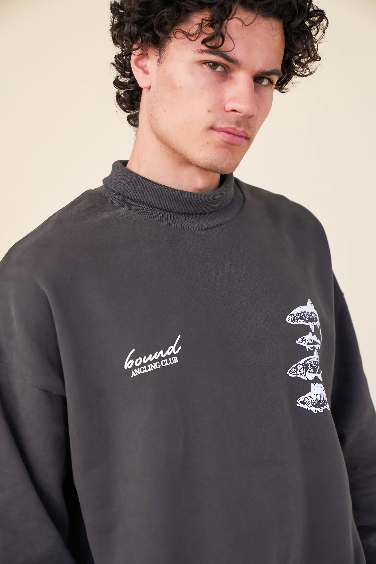 ANGLING CLUB ROLL NECK JERSEY SWEATER - CHARCOAL - Image 6
