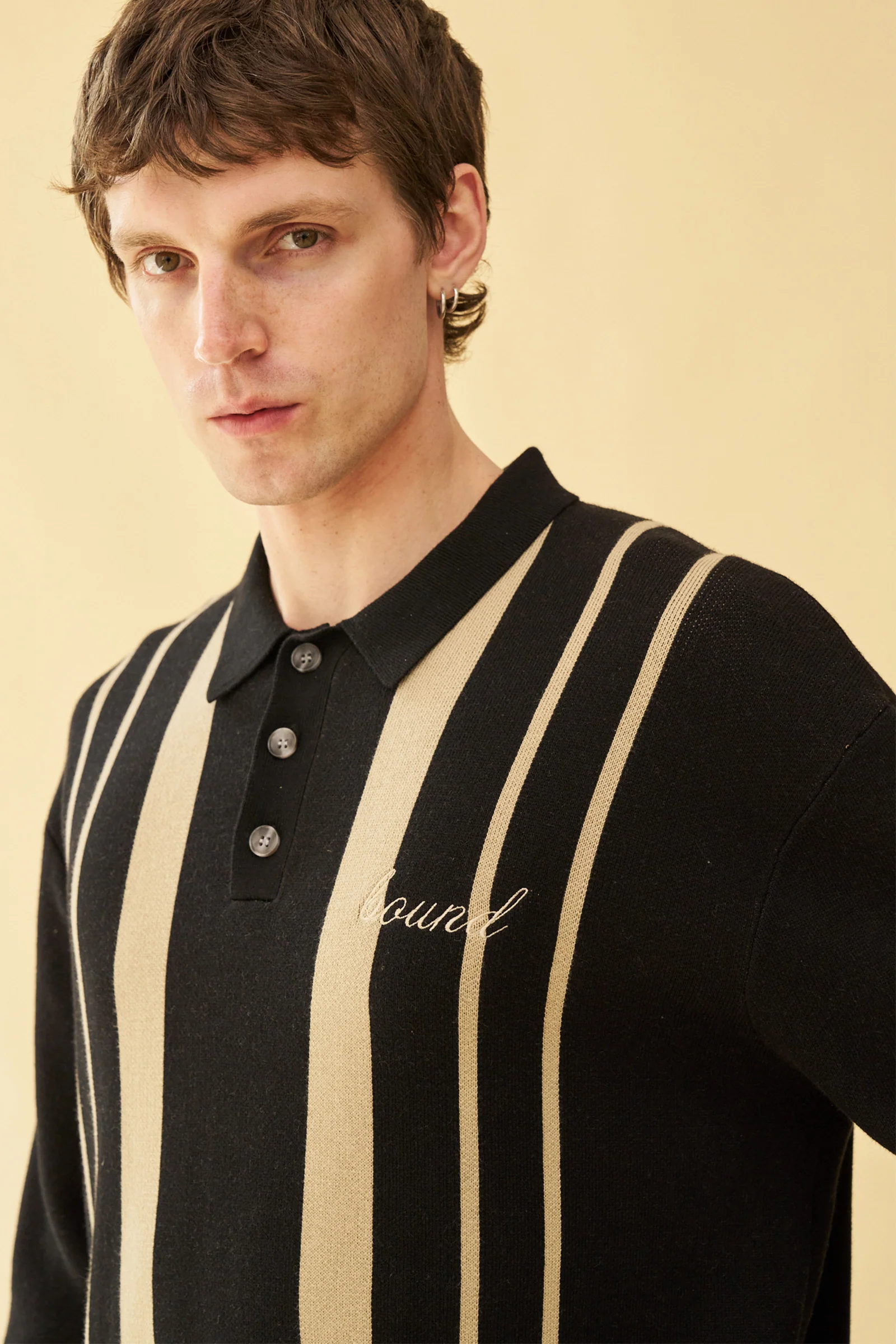 APRILE LS KNIT POLO - BLACK - Image 3