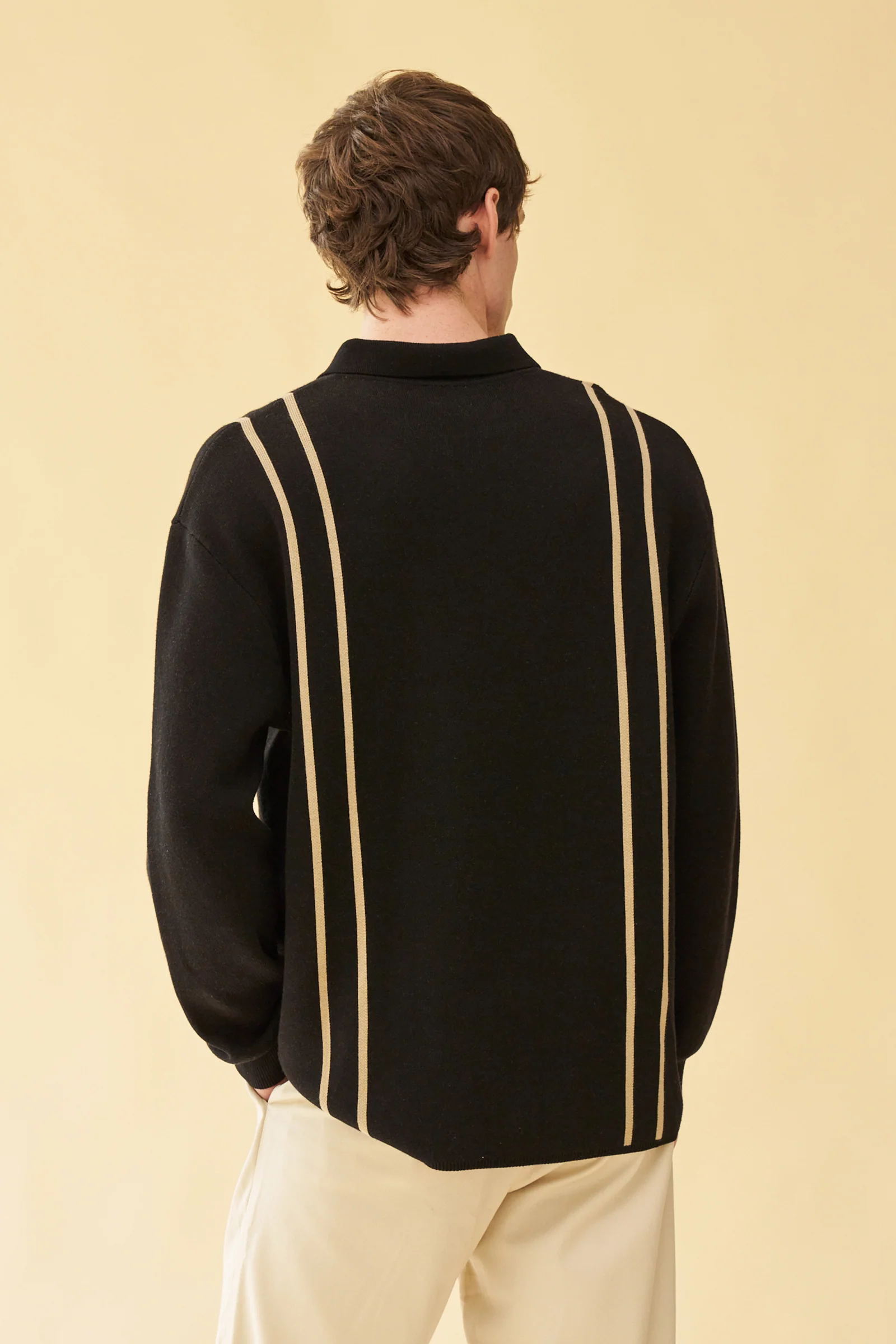 APRILE LS KNIT POLO - BLACK - Image 4