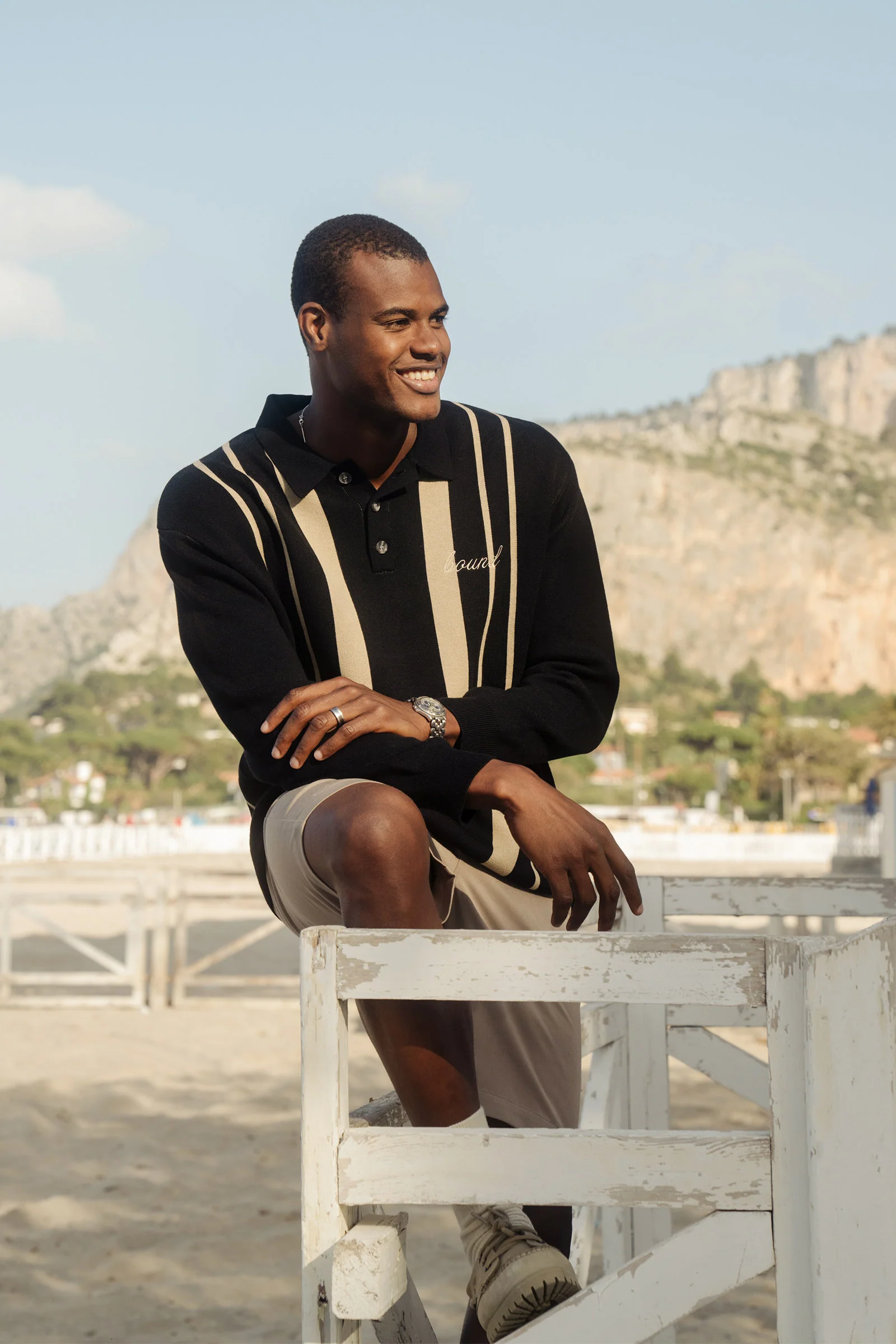 APRILE LS KNIT POLO - BLACK - Image 6