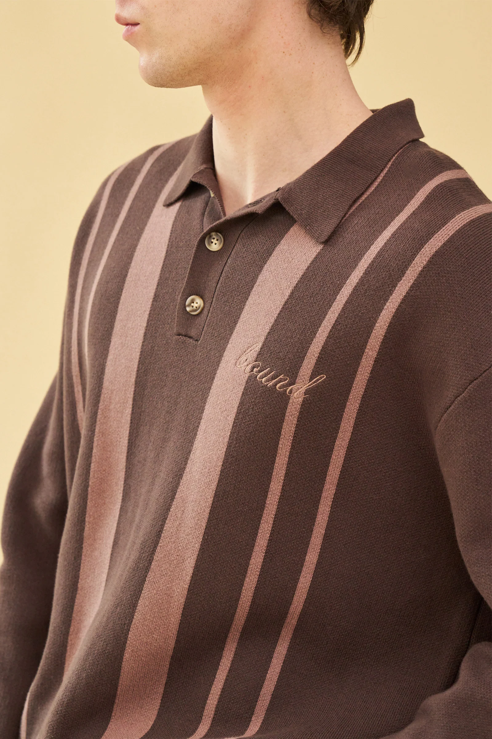 APRILE LS KNIT POLO - BROWN - Image 4