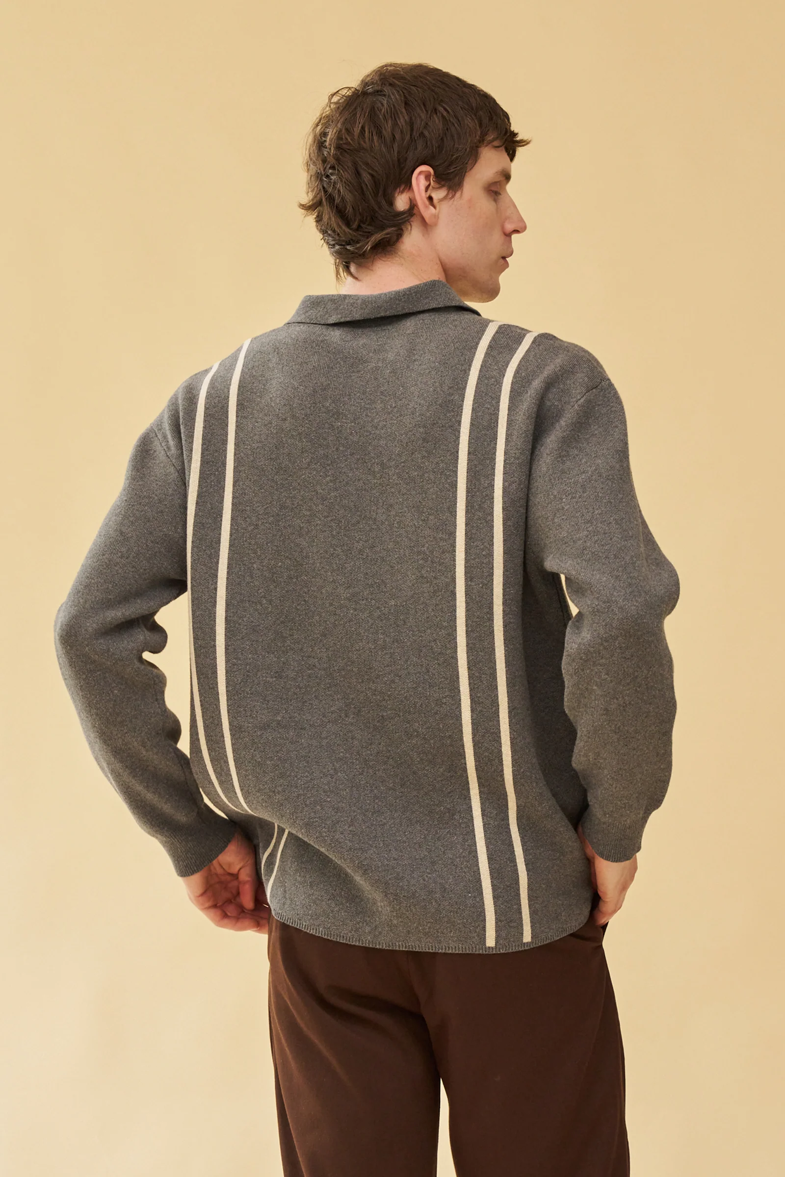 APRILE LS KNIT POLO - GREY - Image 4