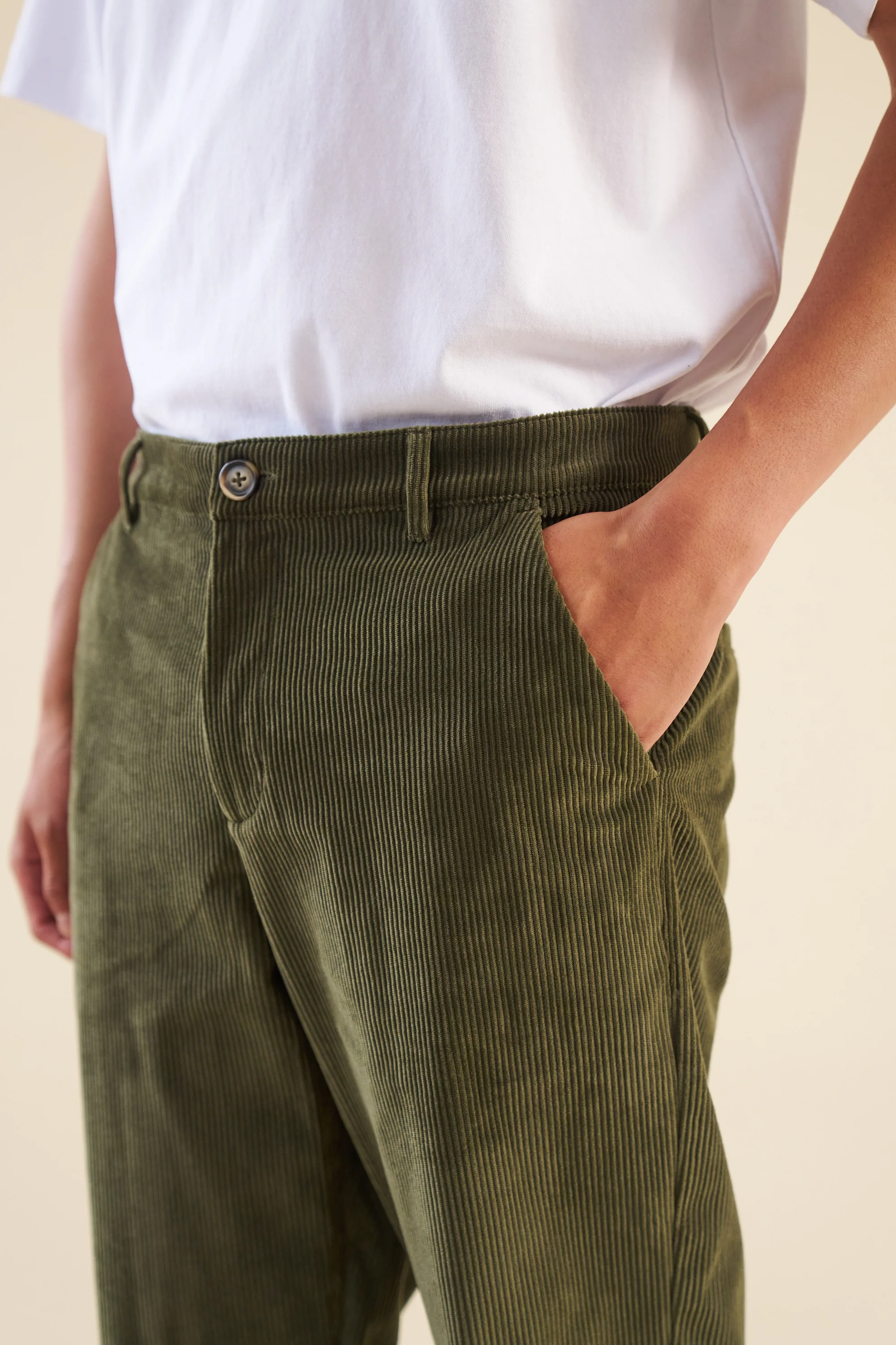 ARMY GREEN CORDUROY TROUSERS - Image 4