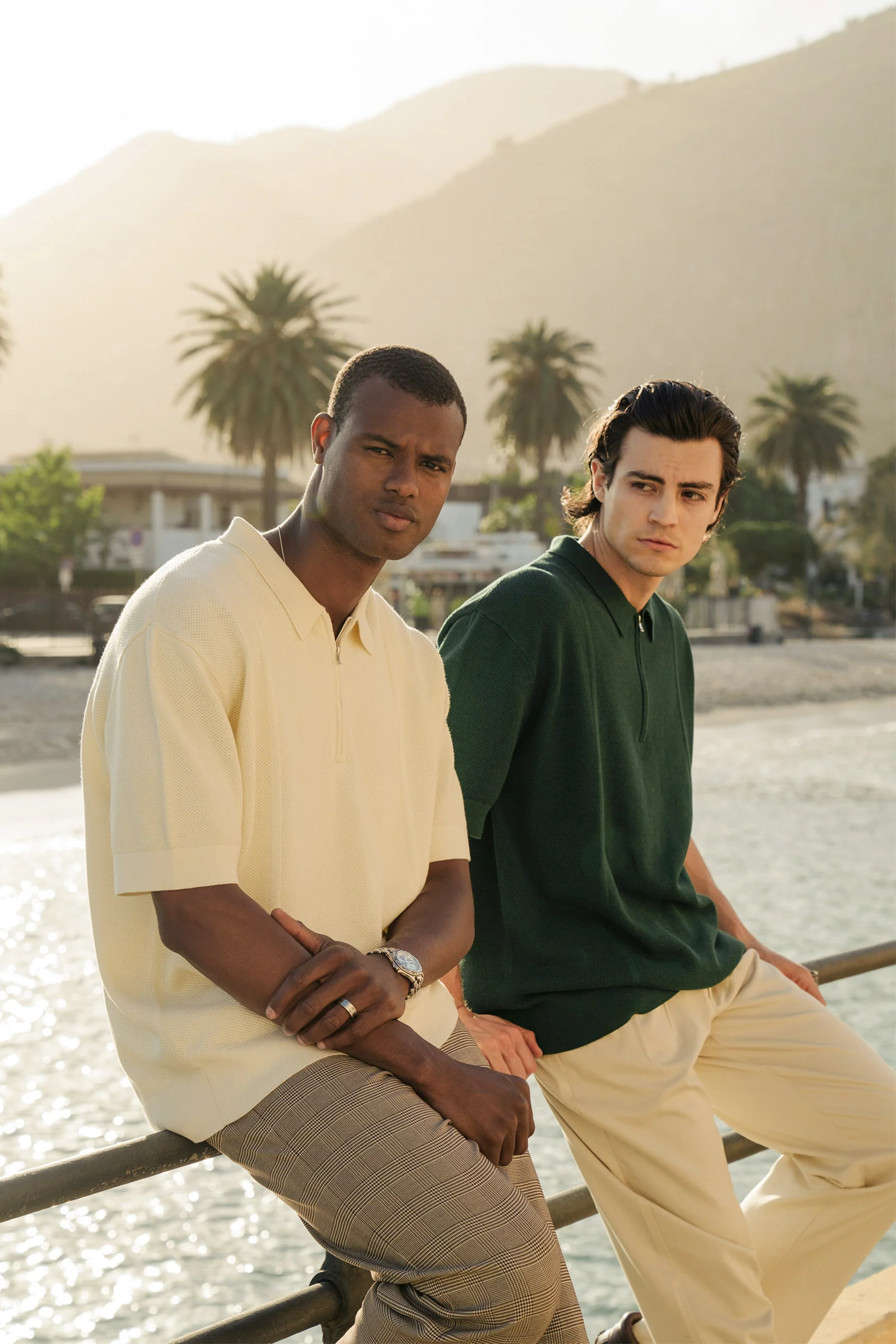 ARTHUR 1/4 ZIP WAFFLE KNIT POLO - BOTTLE GREEN - Image 6