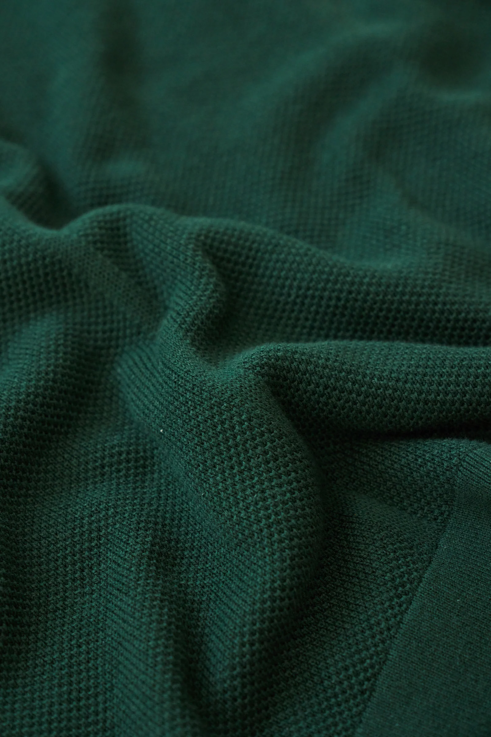 ARTHUR 1/4 ZIP WAFFLE KNIT POLO - BOTTLE GREEN - Image 8