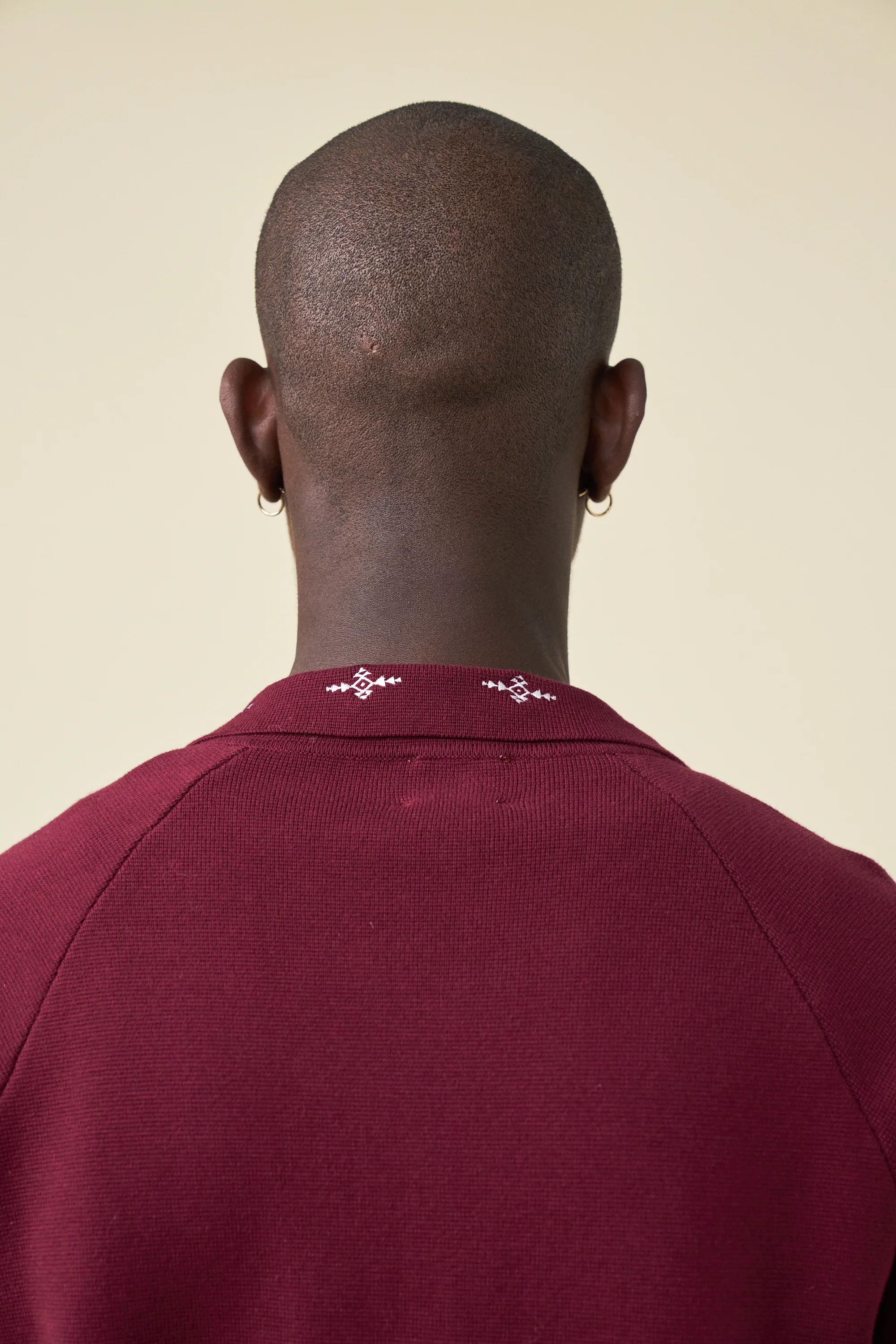 AZTEC CROPPED ZIP KNIT POLO - MAROON - Image 5