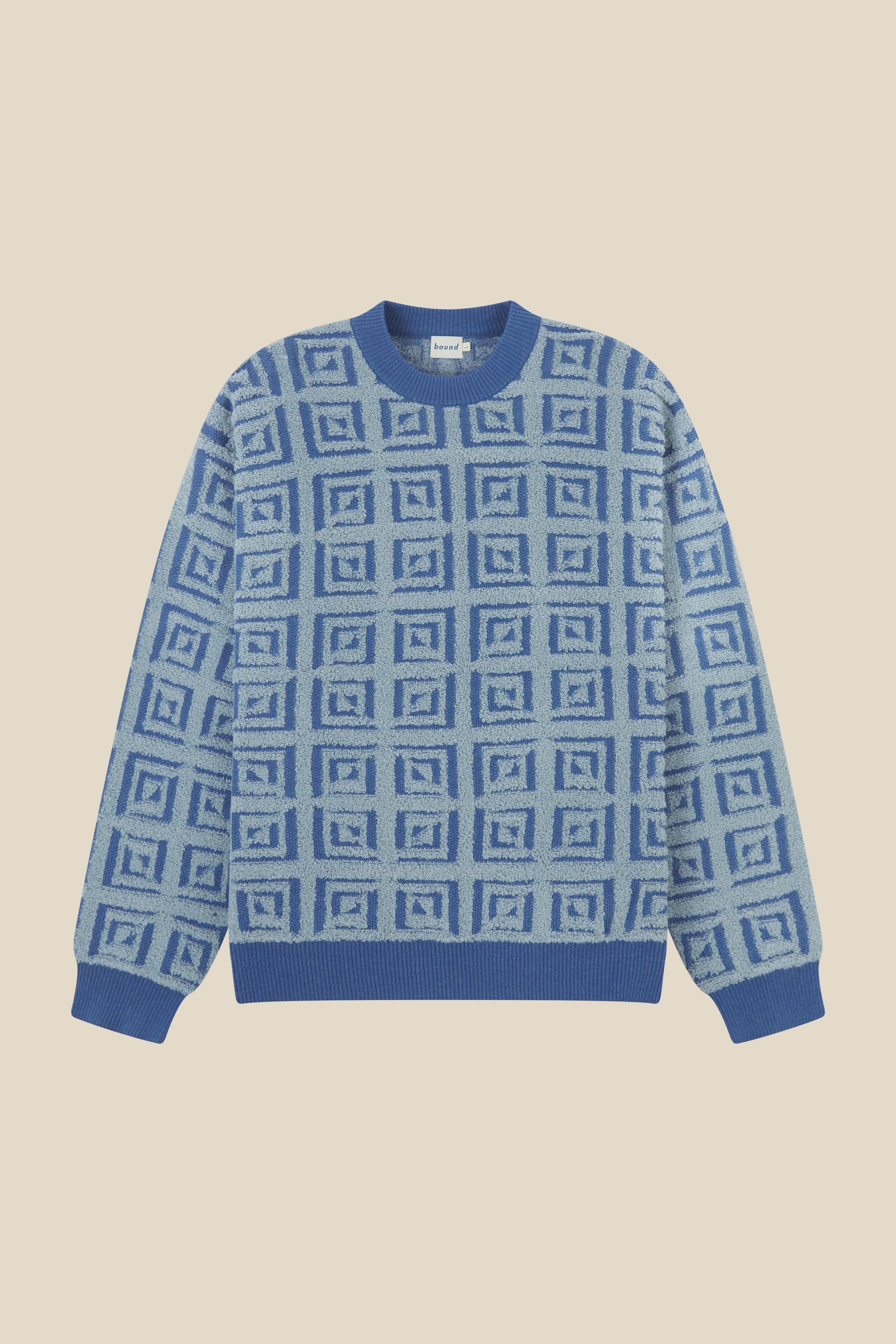 AZTEC TILE LOOSE KNIT SWEATER - BLUE - Image 8