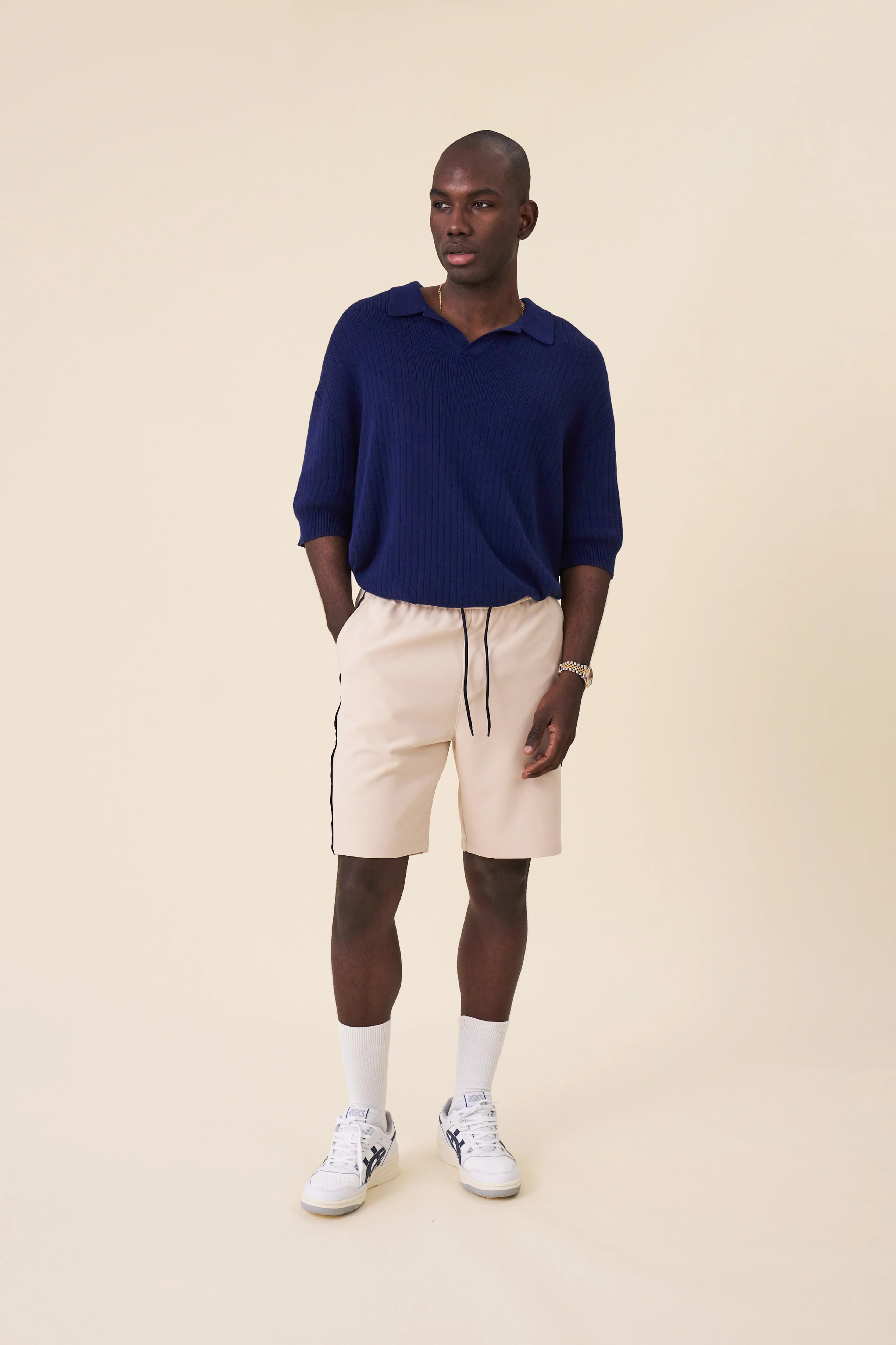 BALEARIC RIBBED KNIT POLO - NAVY - Image 3