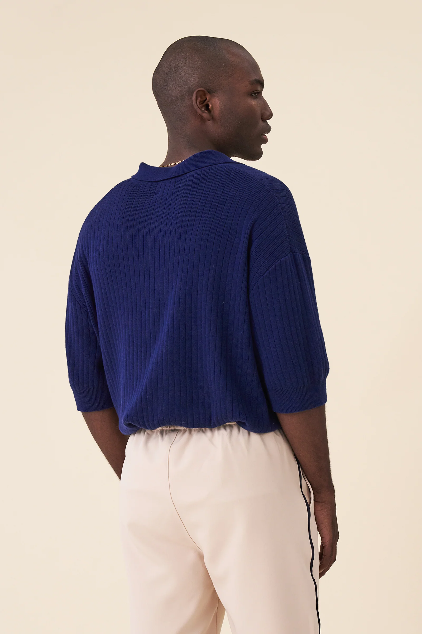 BALEARIC RIBBED KNIT POLO - NAVY - Image 4