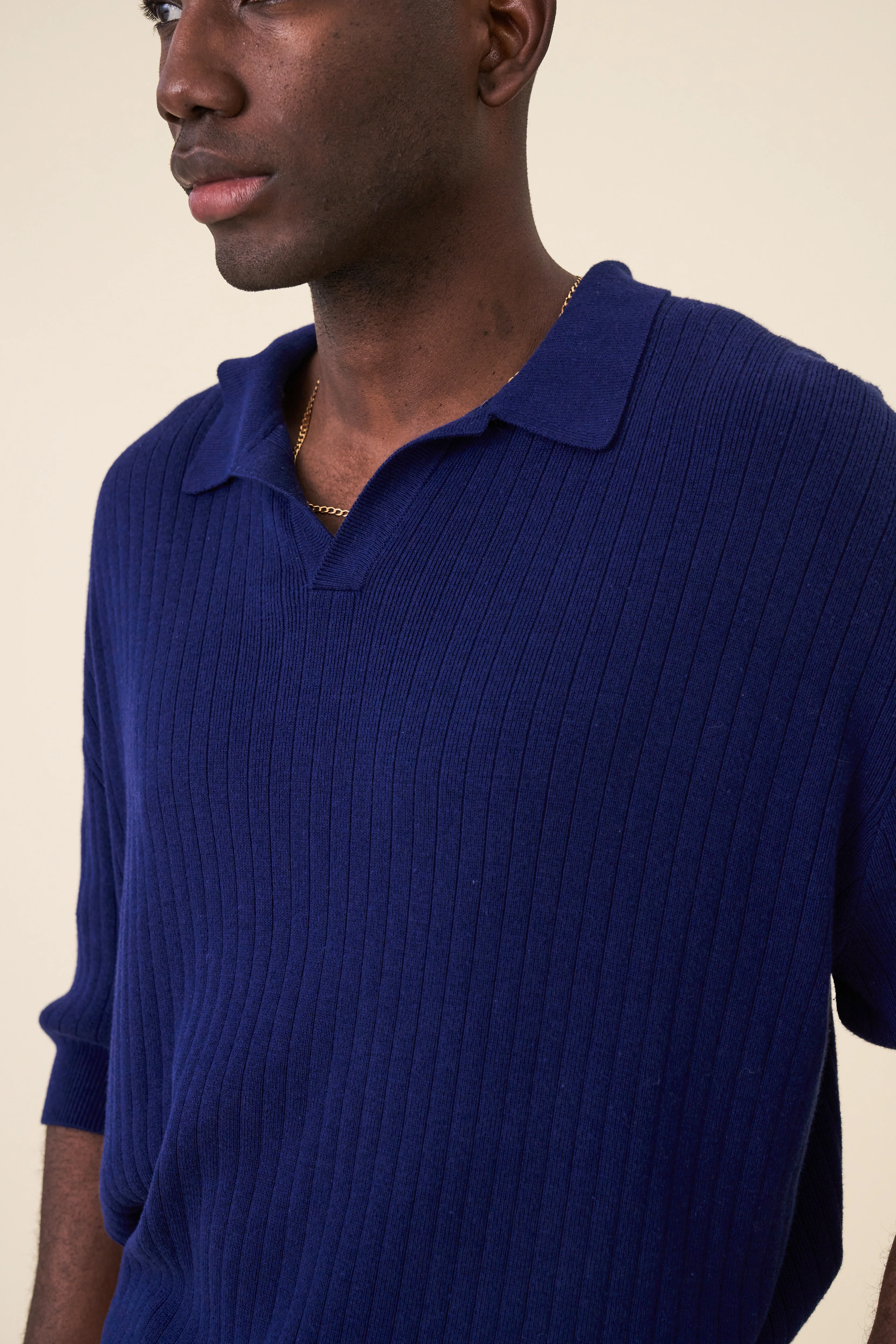 BALEARIC RIBBED KNIT POLO - NAVY - Image 5