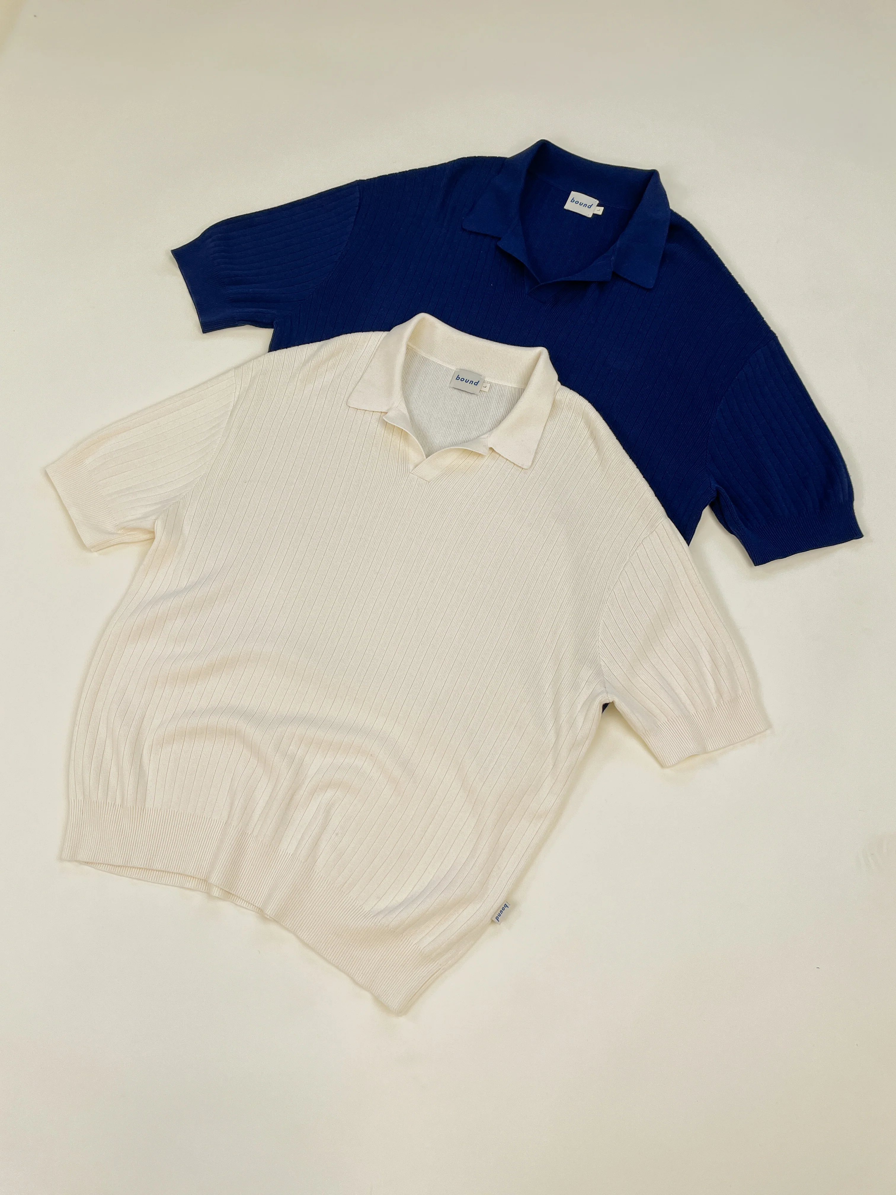 BALEARIC RIBBED KNIT POLO - NAVY - Image 9