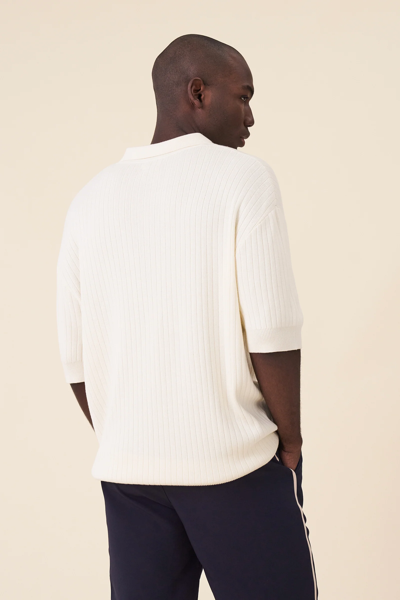 BALEARIC RIBBED KNIT POLO - ECRU - Image 3