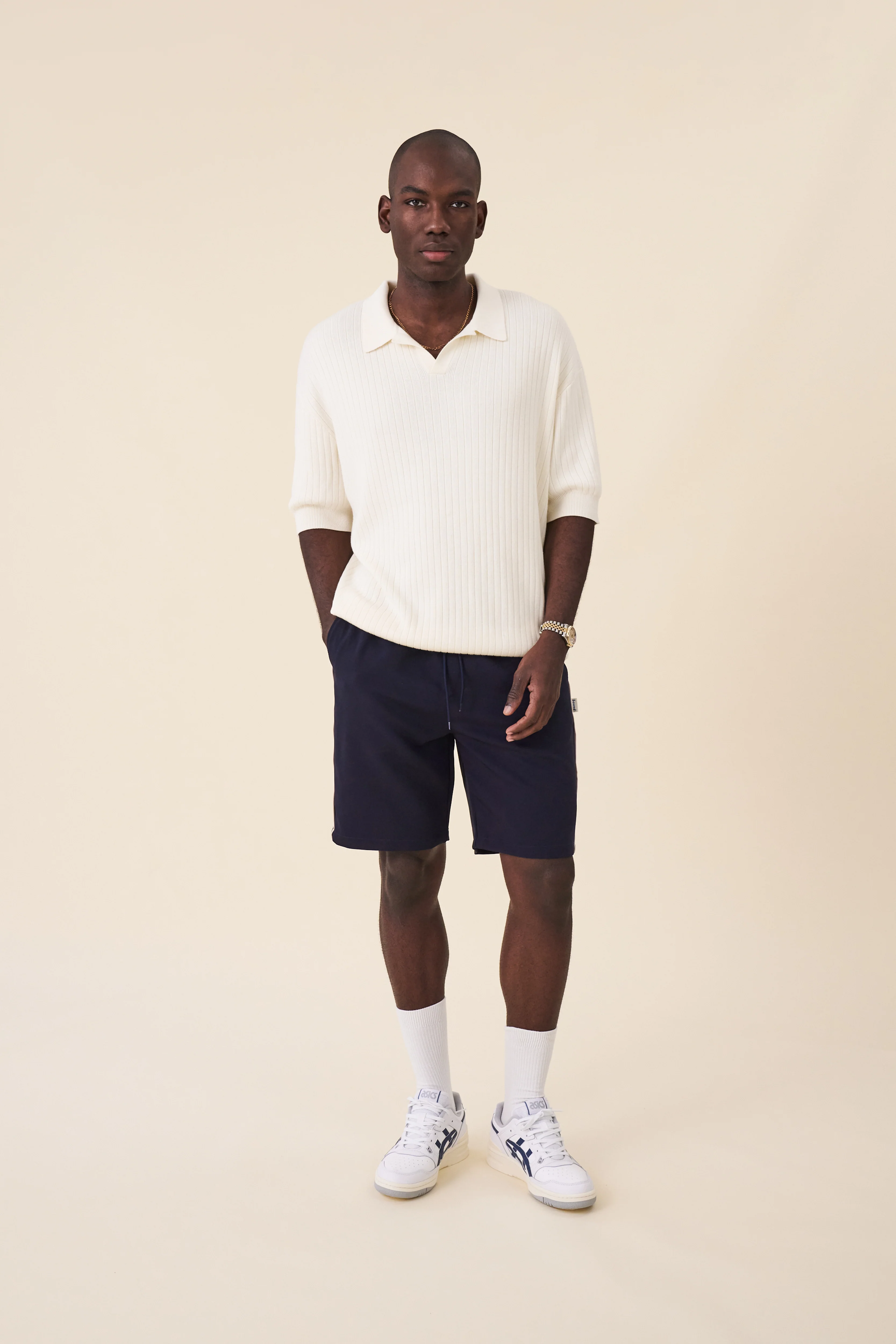 BALEARIC RIBBED KNIT POLO - ECRU - Image 4