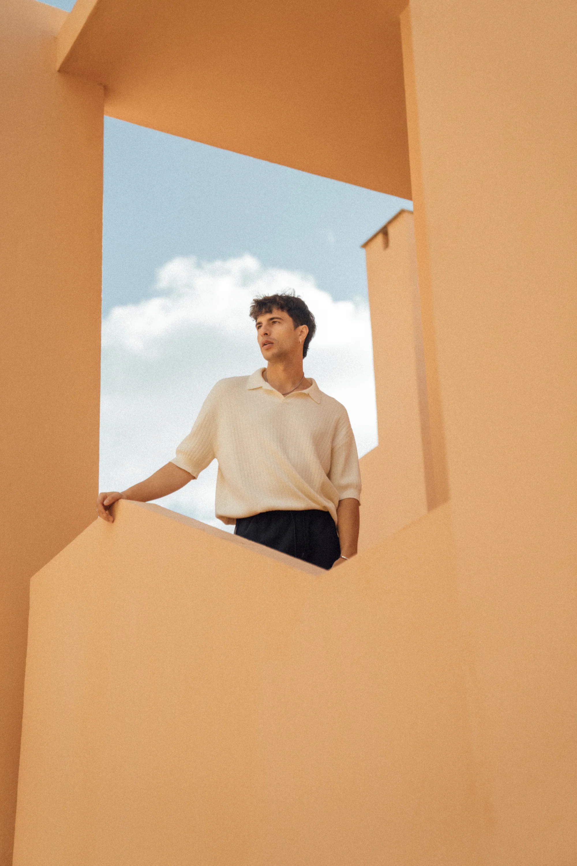 BALEARIC RIBBED KNIT POLO - ECRU - Image 7