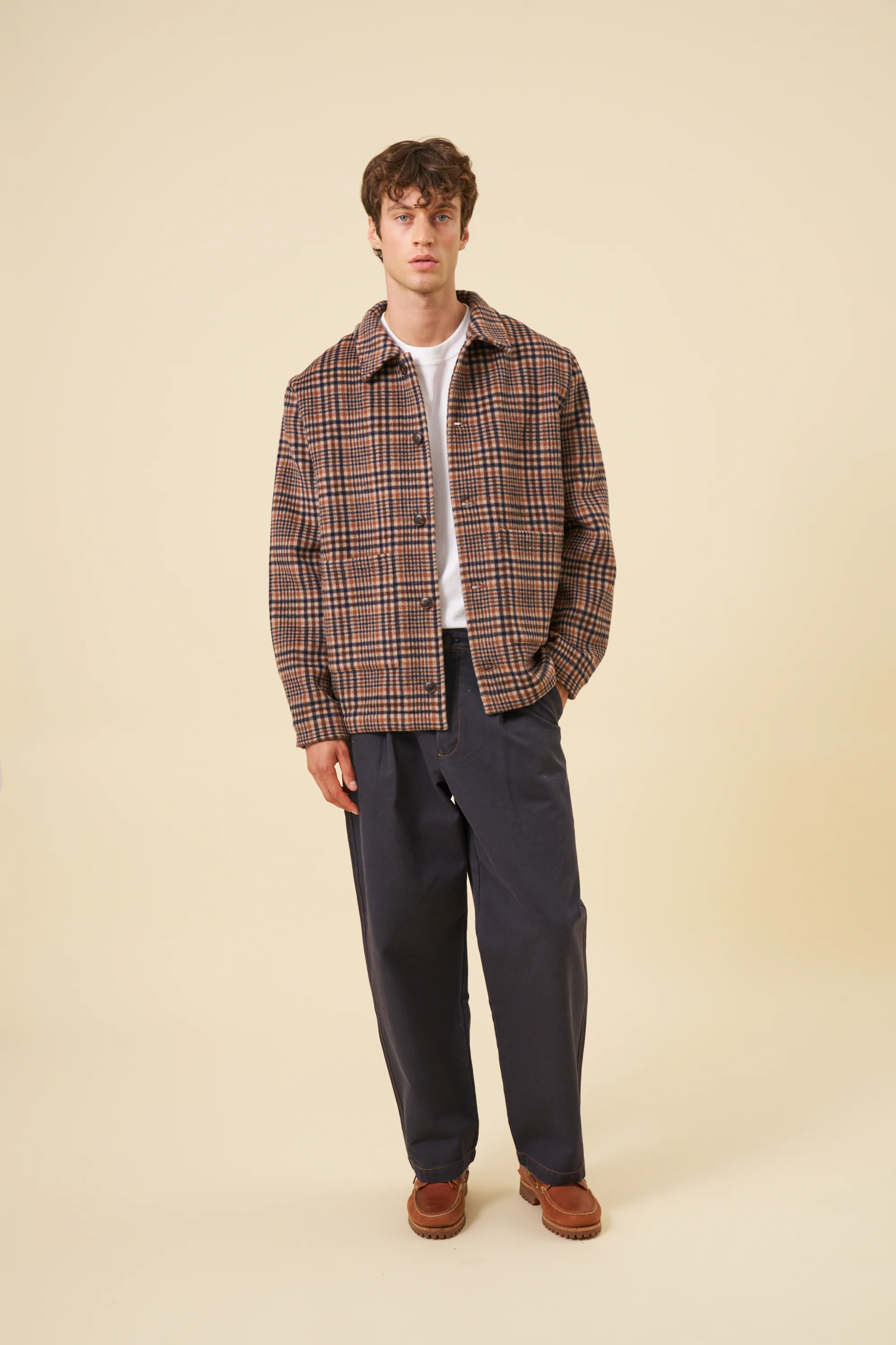BARTON CHECK WOOL BUTTON JACKET - Image 3