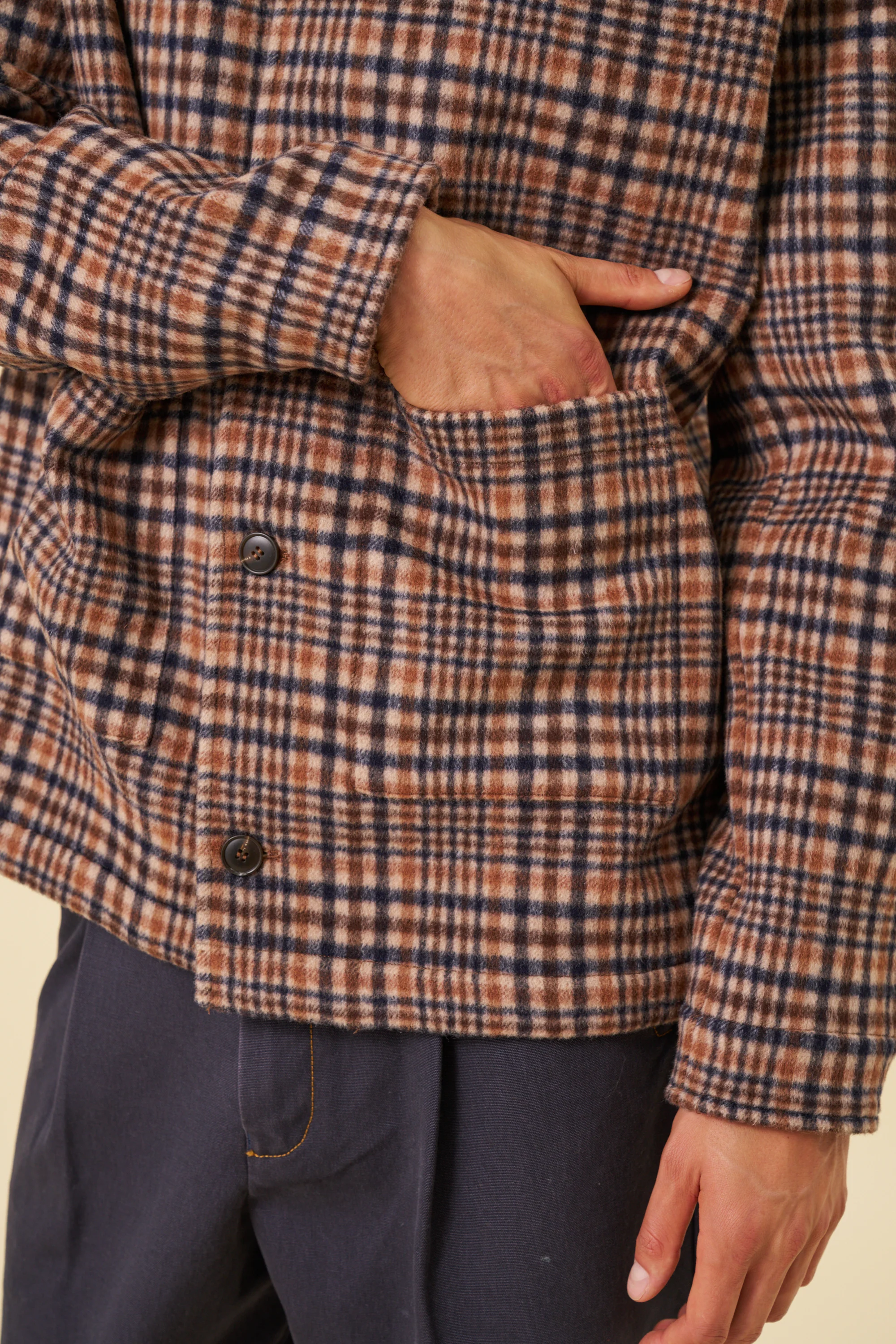 BARTON CHECK WOOL BUTTON JACKET - Image 7