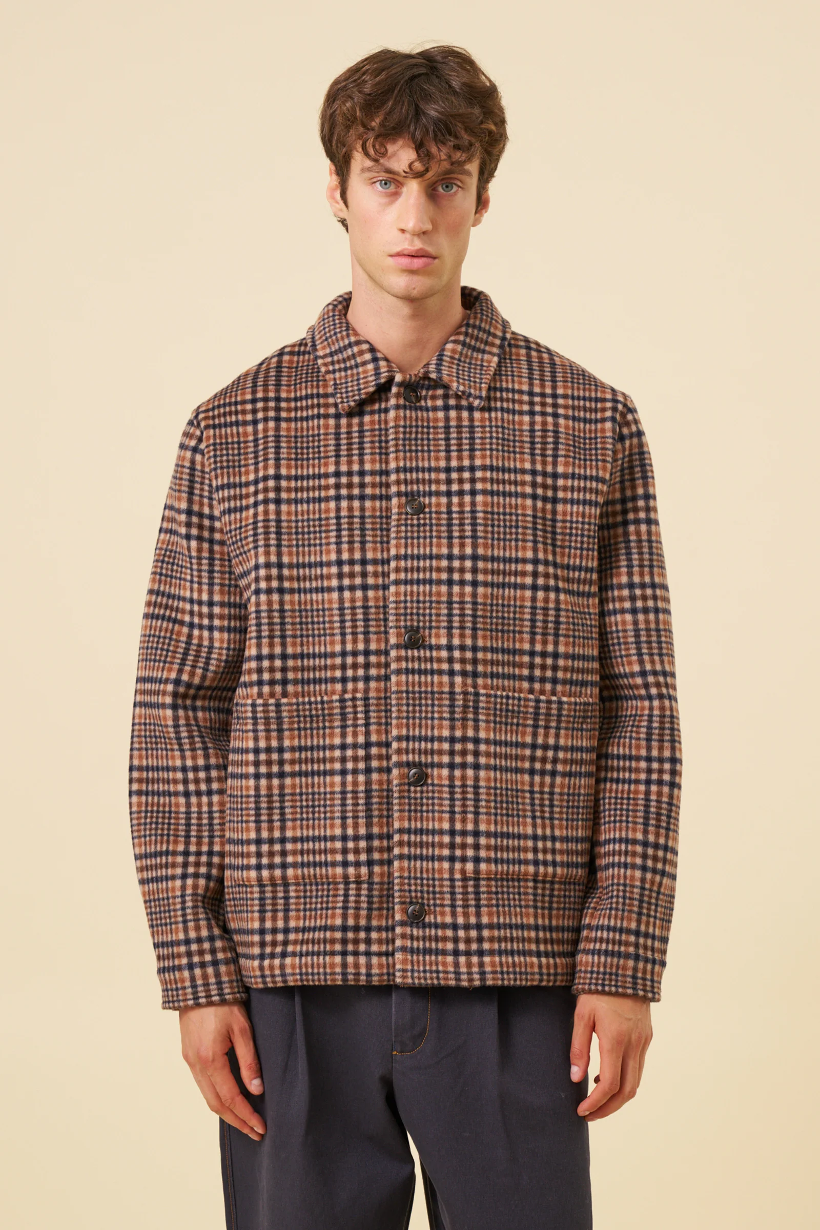 BARTON CHECK WOOL BUTTON JACKET - Image 9
