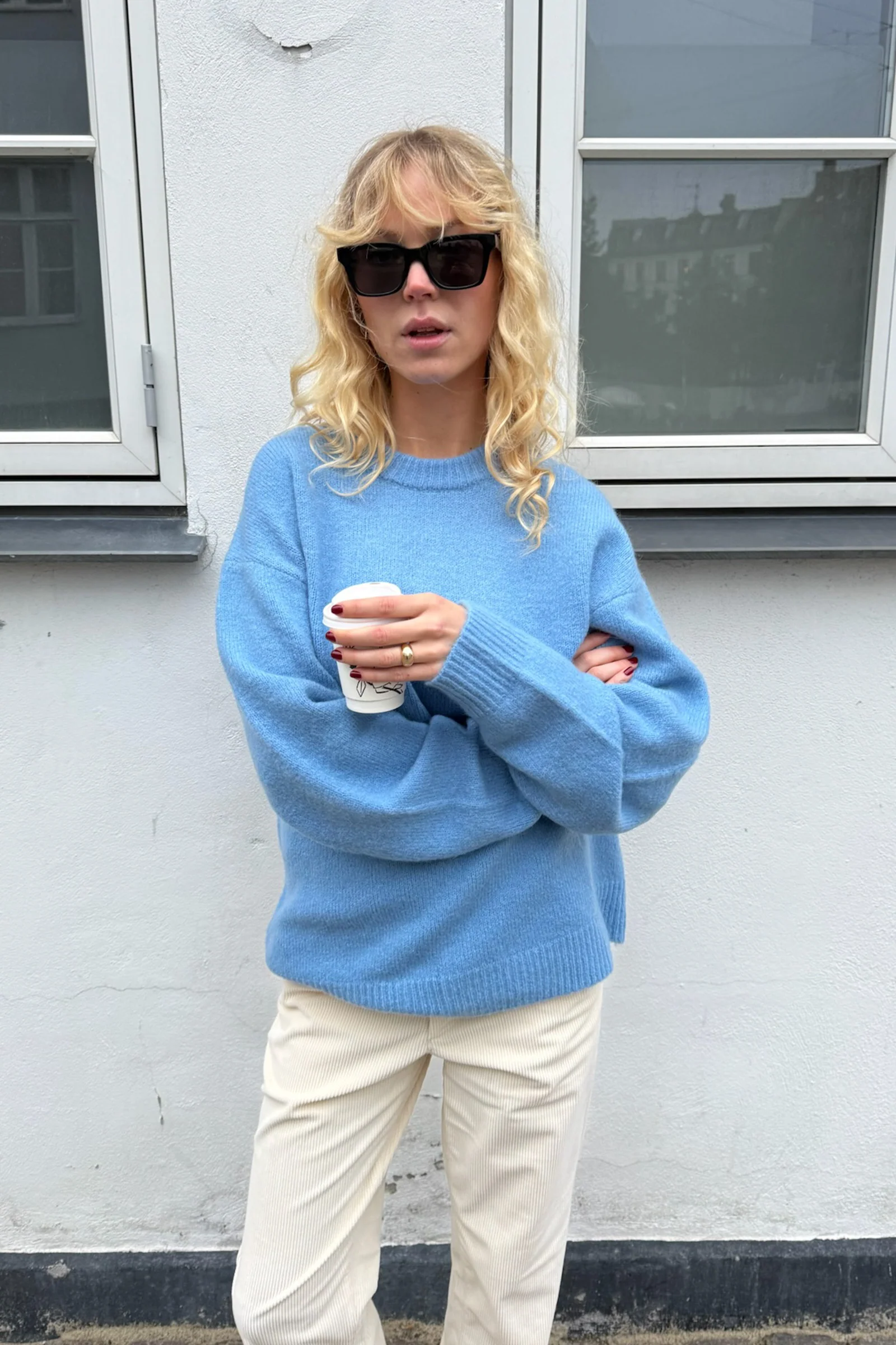 BAXTER MOHAIR BLEND SWEATER - CORNFLOWER BLUE - Image 3