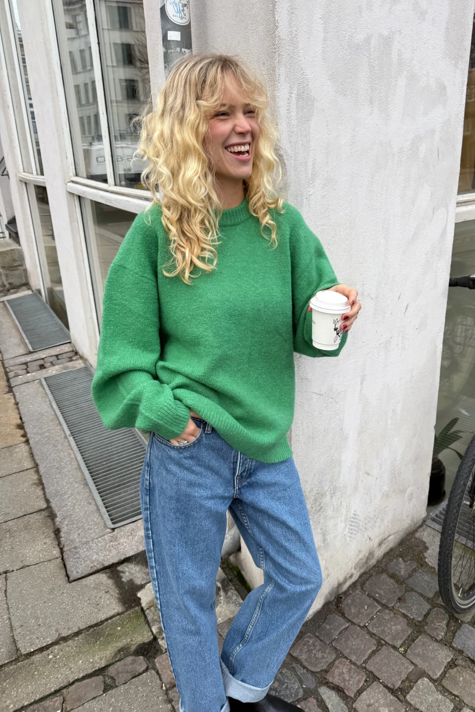 BAXTER MOHAIR BLEND SWEATER - KELLY GREEN - Image 3