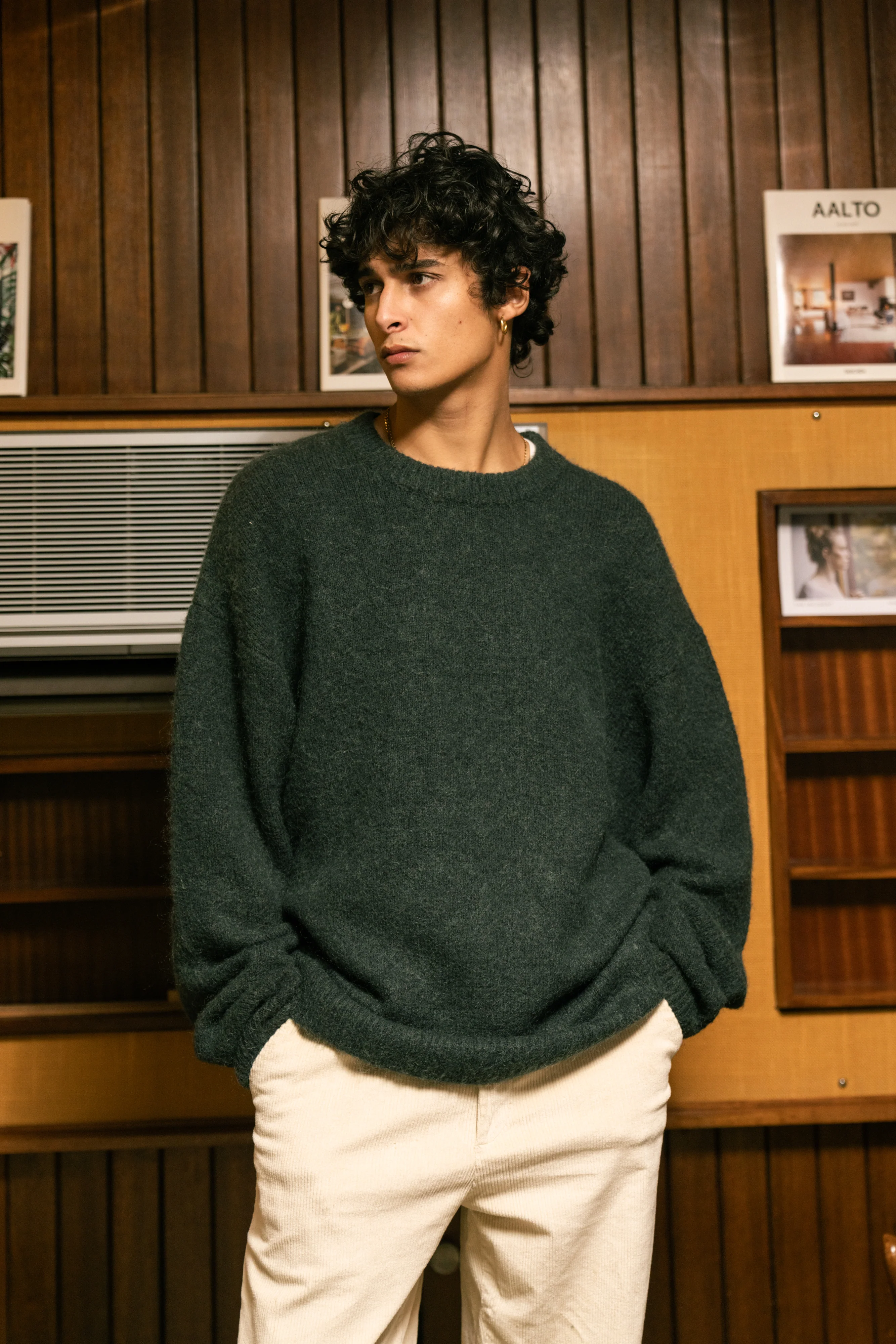 BAXTER MOHAIR BLEND SWEATER - BOTTLE GREEN - Image 7