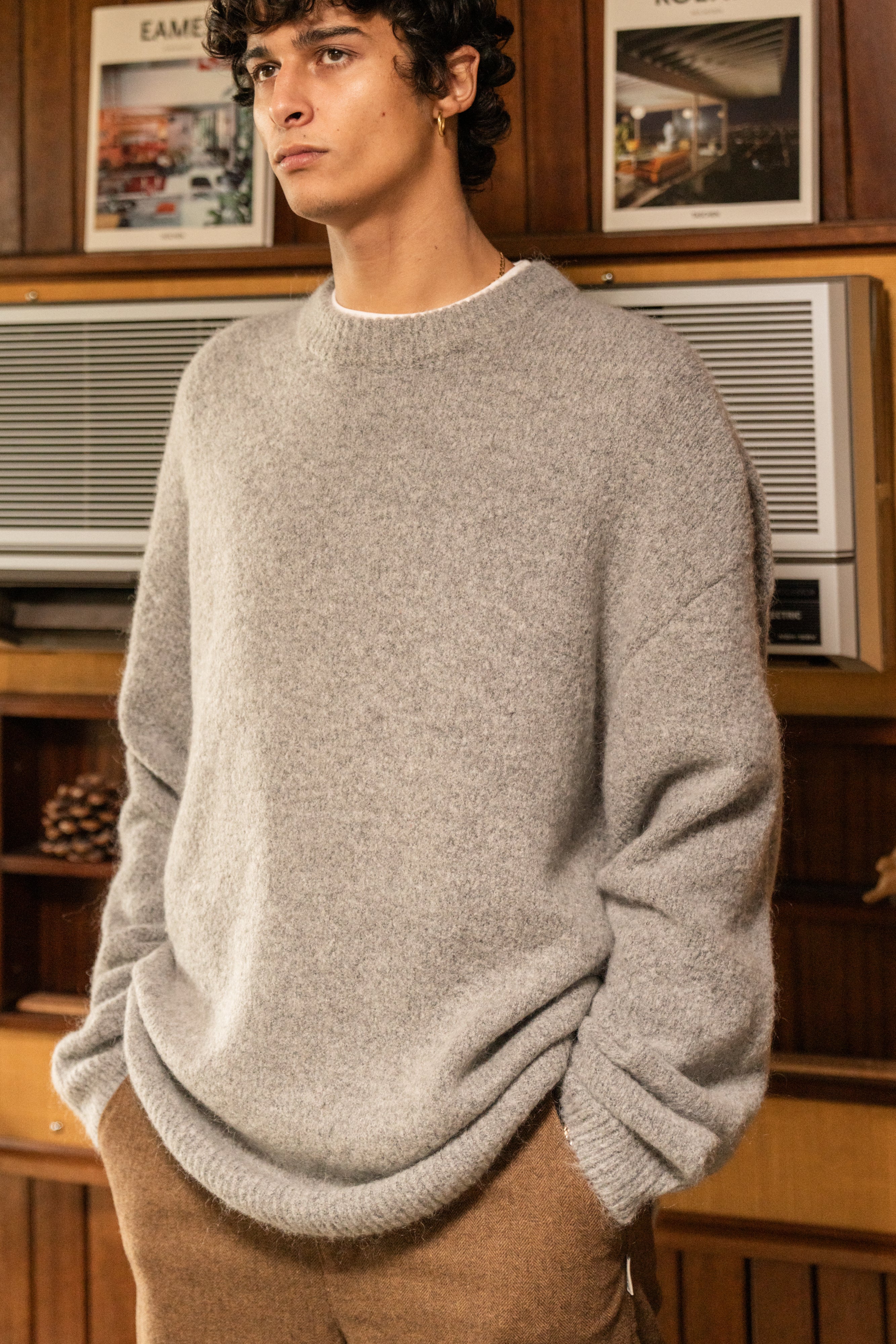BAXTER MOHAIR BLEND SWEATER - GREY - Image 12