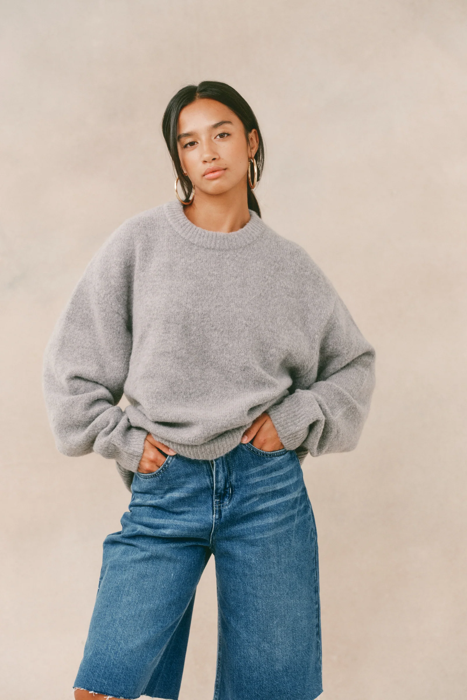 BAXTER MOHAIR BLEND SWEATER - GREY - Image 4