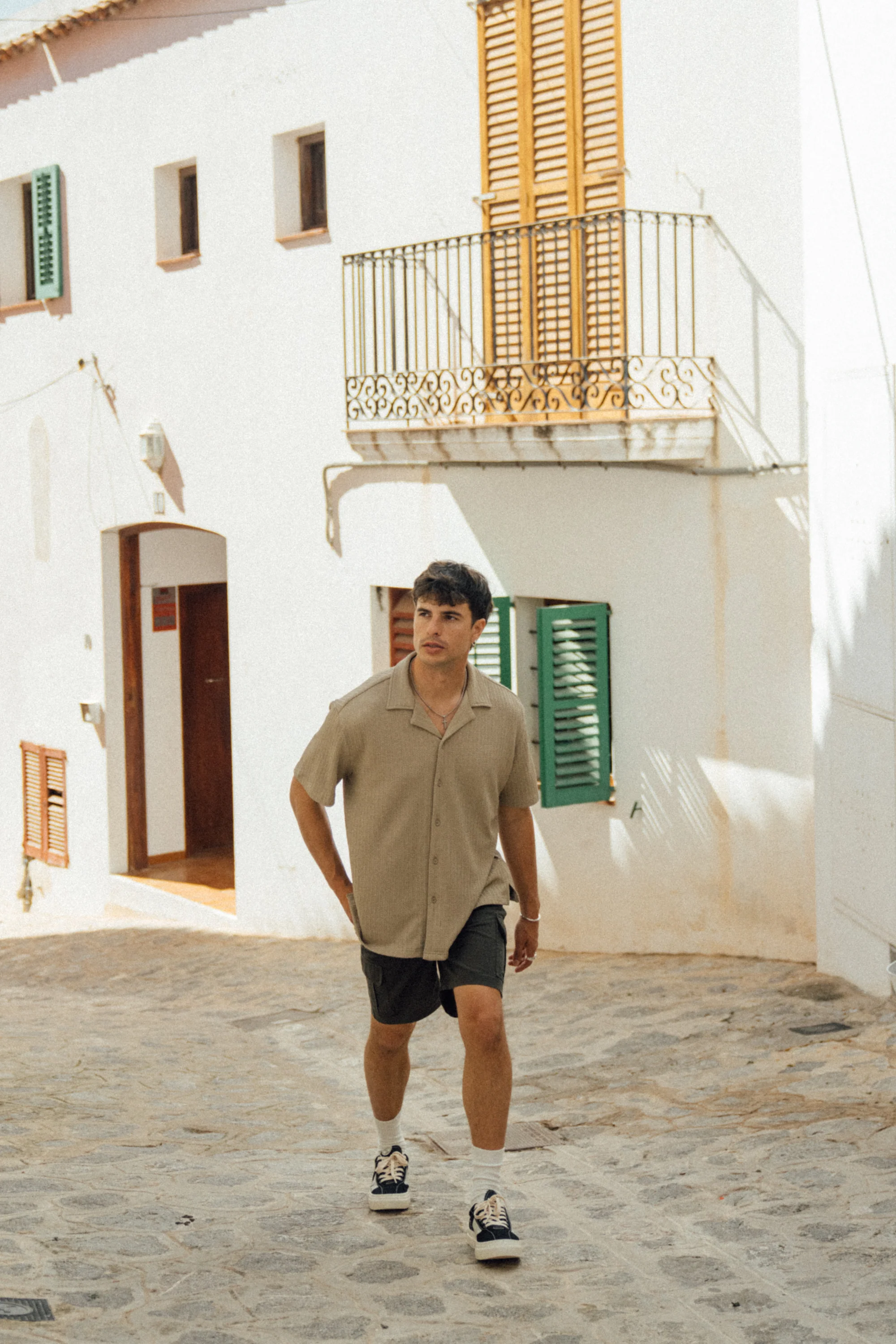 BEIGE CABLE TEXTURE CUBAN SS SHIRT - Image 7